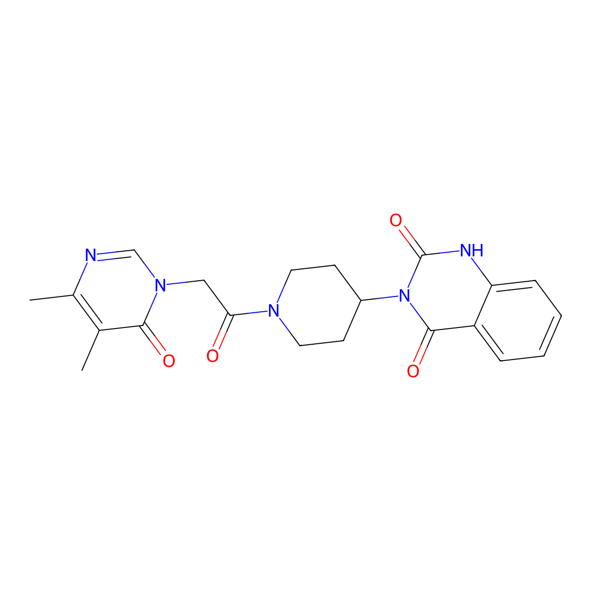 3-(1-(2-(4,5-dimethyl-6-oxopyrimidin-1(6H)-yl)acetyl)piperidin-4-yl)quinazoline-2,4(1H,3H)-dione molecular structure, CAS 1904019-69-7