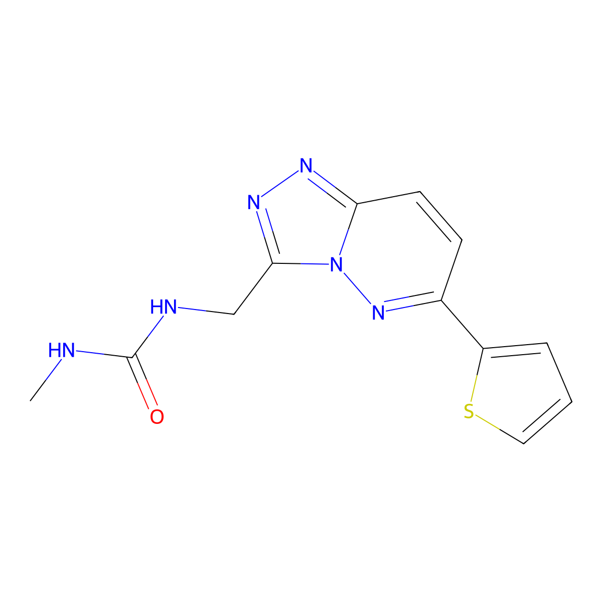 1-Methyl-3-((6-(thiophen-2-yl)-[1,2,4]triazolo[4,3-b]pyridazin-3-yl)methyl)urea molecular structure, CAS 1904020-55-8