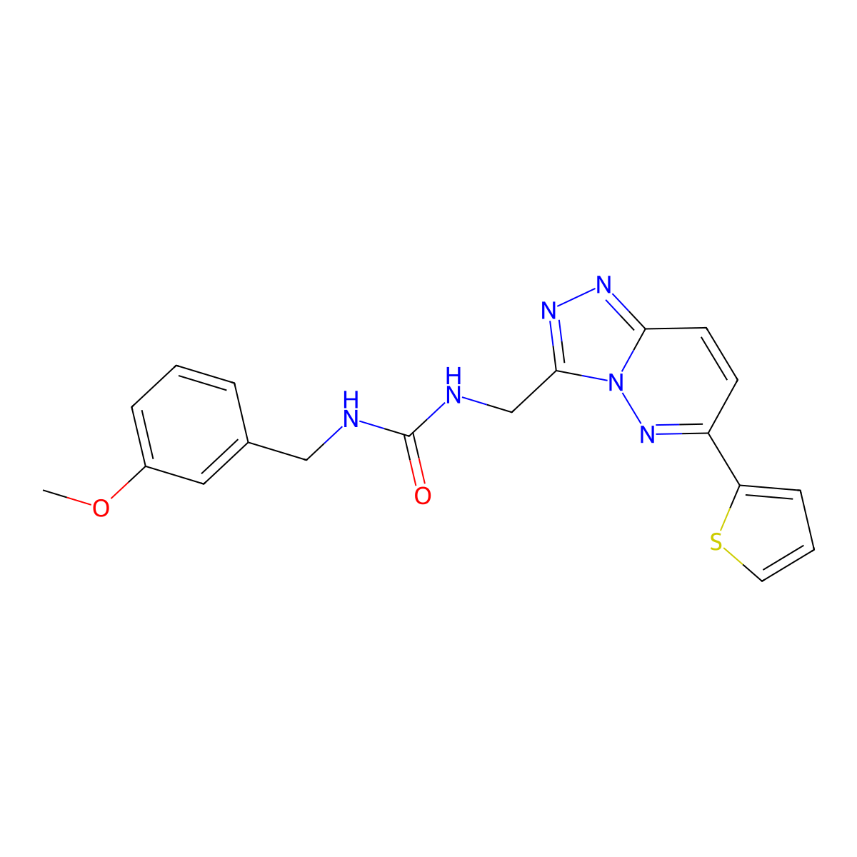1-(3-Methoxybenzyl)-3-((6-(thiophen-2-yl)-[1,2,4]triazolo[4,3-b]pyridazin-3-yl)methyl)urea molecular structure, CAS 1904020-66-1