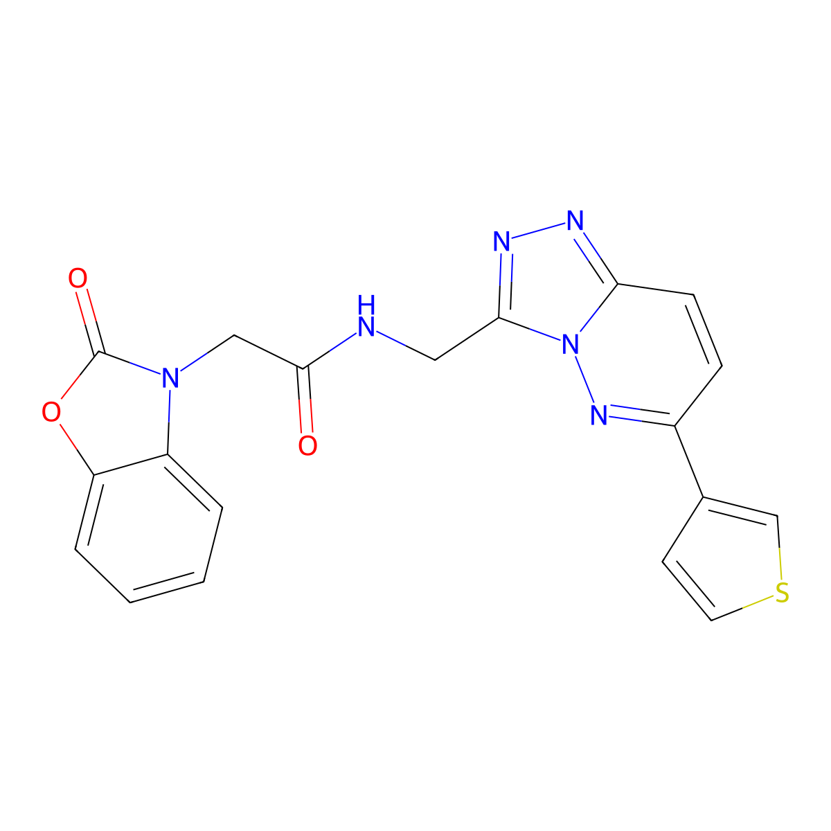 2-(2-oxobenzo[d]oxazol-3(2H)-yl)-N-((6-(thiophen-3-yl)-[1,2,4]triazolo[4,3-b]pyridazin-3-yl)methyl)acetamide molecular structure, CAS 1904020-82-1