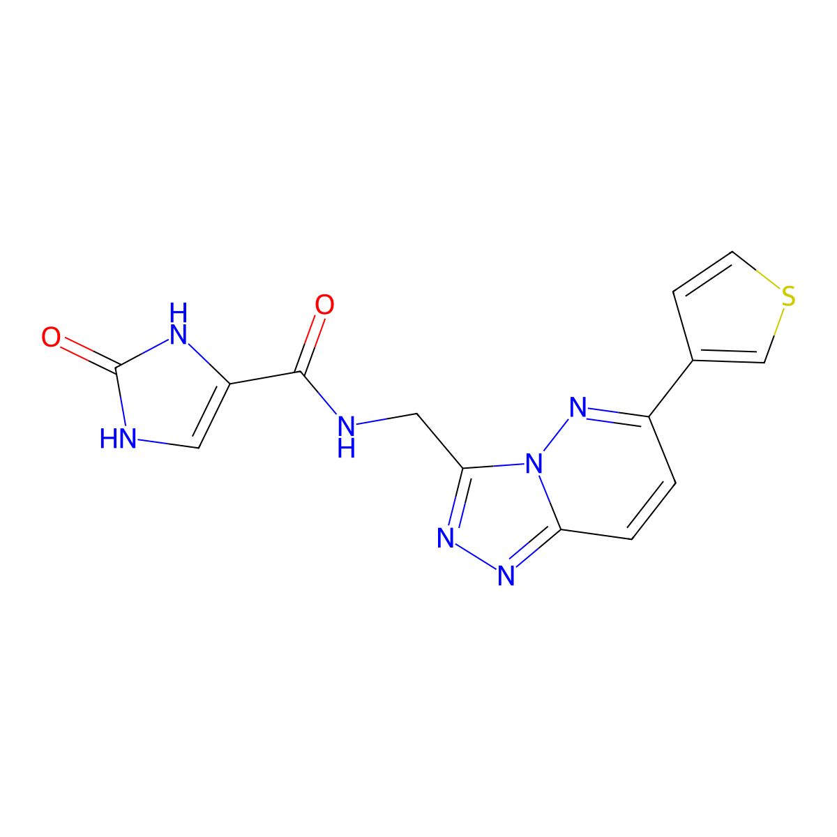 2-oxo-N-((6-(thiophen-3-yl)-[1,2,4]triazolo[4,3-b]pyridazin-3-yl)methyl)-2,3-dihydro-1H-imidazole-4-carboxamide molecular structure, CAS 1904020-85-4