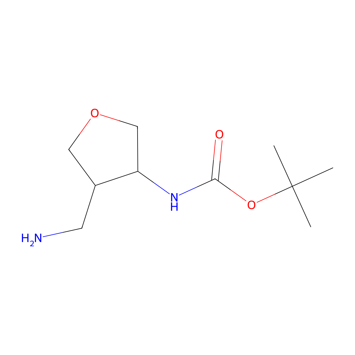 rac-tert-butyl N-[(3R,4R)-4-(aminomethyl)oxolan-3-yl]carbamate molecular structure, CAS 1904020-87-6