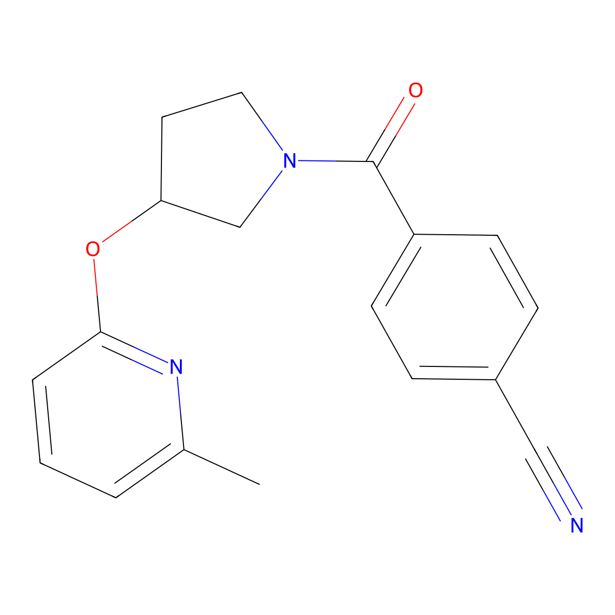 4-(3-((6-Methylpyridin-2-yl)oxy)pyrrolidine-1-carbonyl)benzonitrile molecular structure, CAS 1904021-20-0