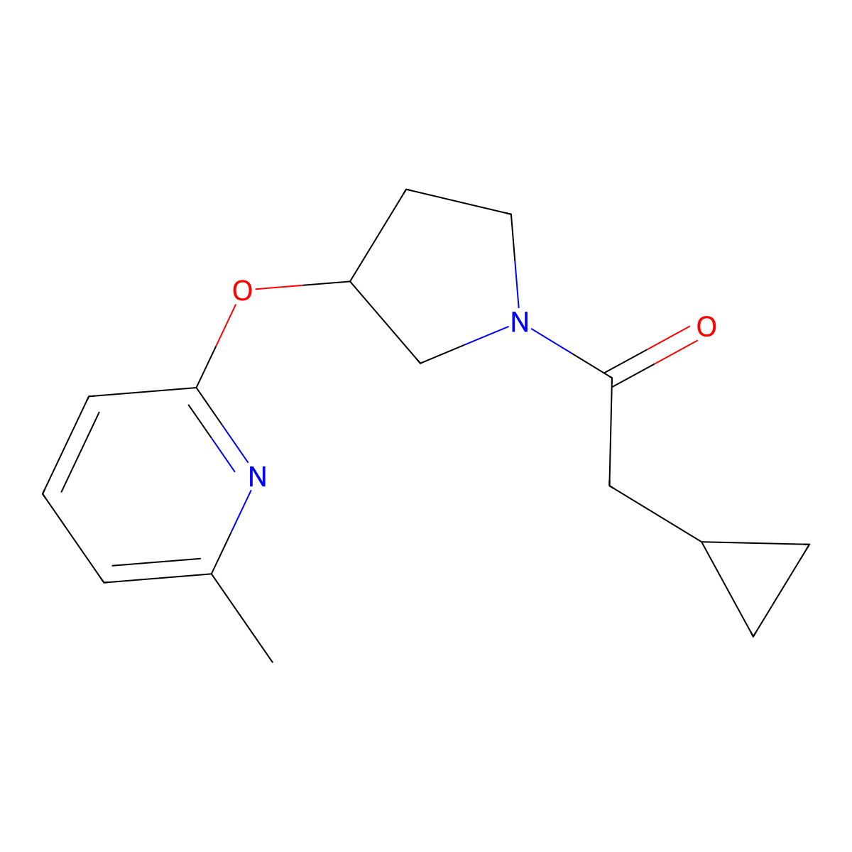 2-Cyclopropyl-1-(3-((6-methylpyridin-2-yl)oxy)pyrrolidin-1-yl)ethanone molecular structure, CAS 1904021-50-6