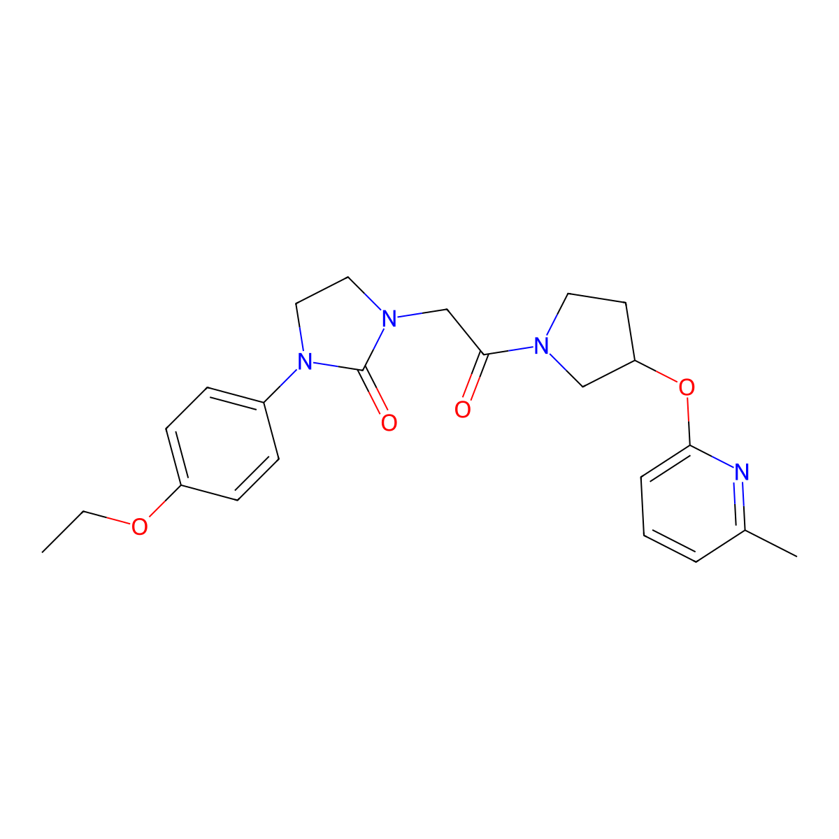 1-(4-Ethoxyphenyl)-3-(2-{3-[(6-methylpyridin-2-yl)oxy]pyrrolidin-1-yl}-2-oxoethyl)imidazolidin-2-one molecular structure, CAS 1904021-76-6