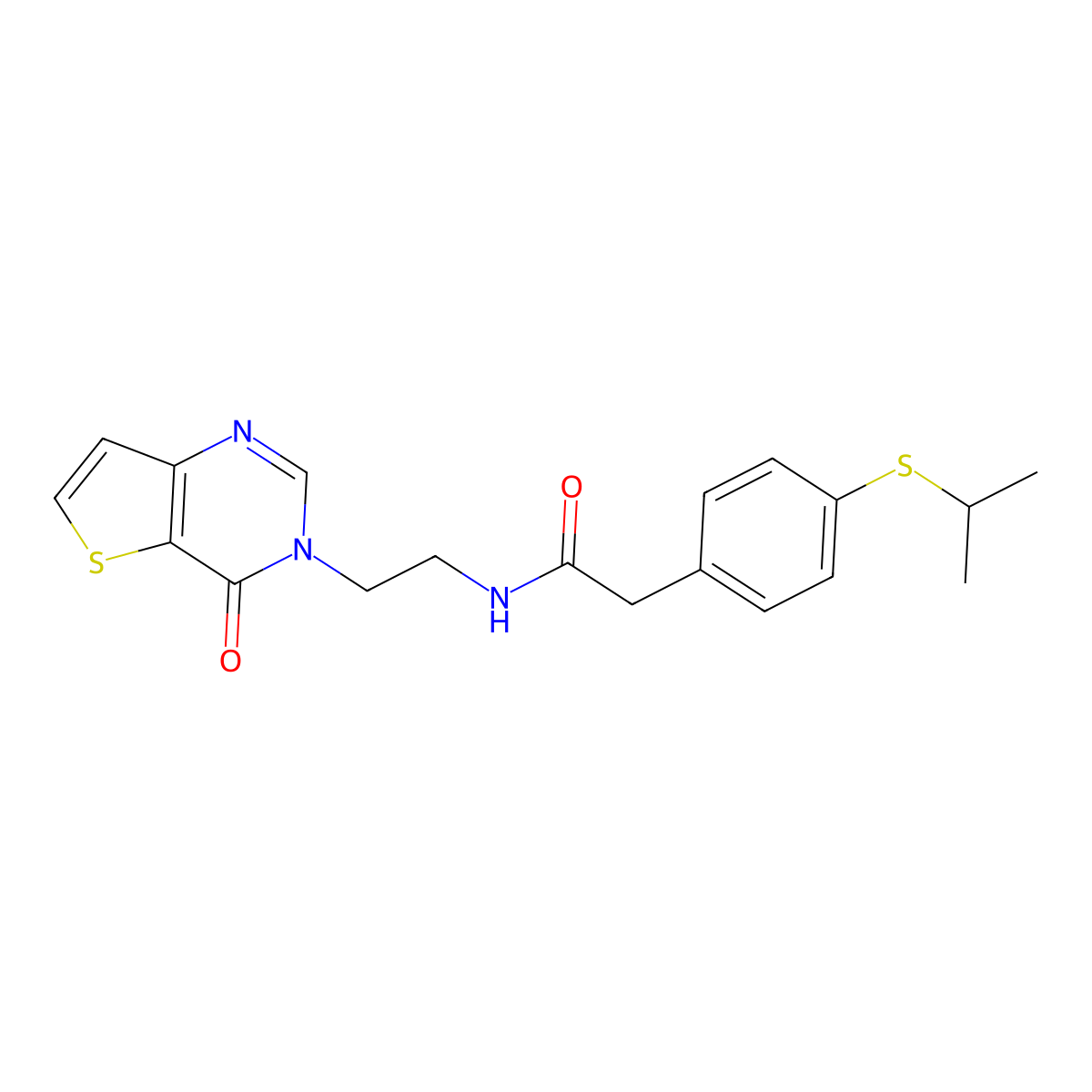 N-(2-{4-oxo-3H,4H-thieno[3,2-d]pyrimidin-3-yl}ethyl)-2-[4-(propan-2-ylsulfanyl)phenyl]acetamide molecular structure, CAS 1904021-77-7
