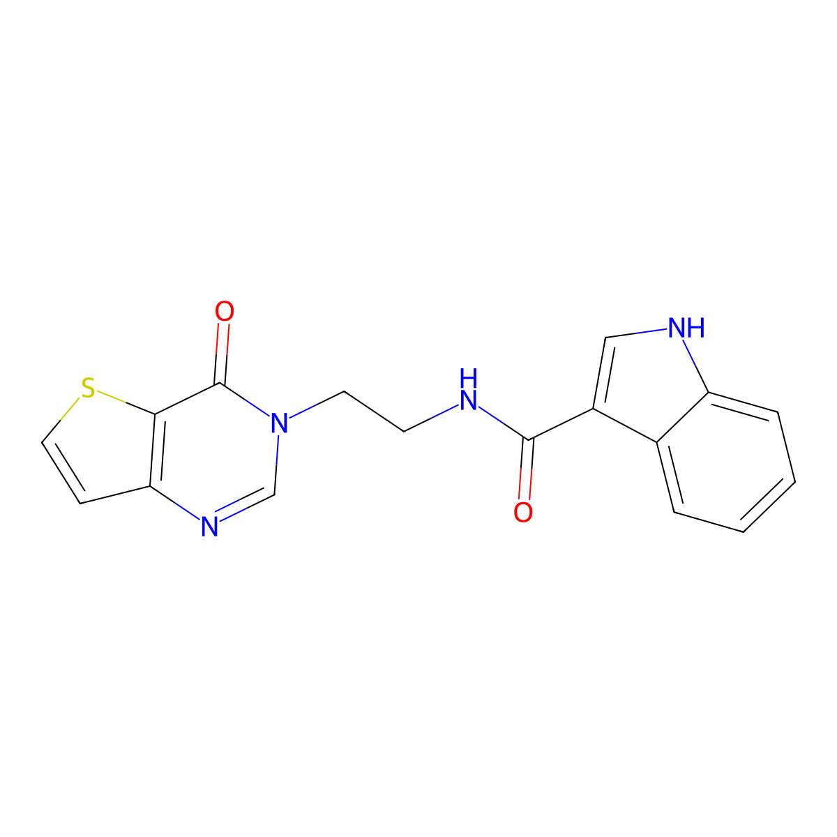 N-(2-(4-oxothieno[3,2-d]pyrimidin-3(4H)-yl)ethyl)-1H-indole-3-carboxamide molecular structure, CAS 1904022-04-3