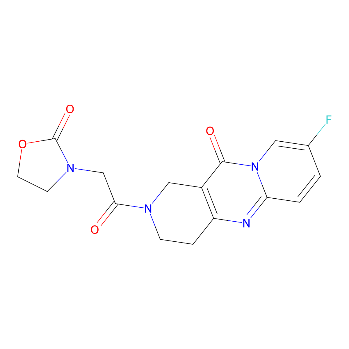 3-(2-(8-fluoro-11-oxo-3,4-dihydro-1H-dipyrido[1,2-a:4',3'-d]pyrimidin-2(11H)-yl)-2-oxoethyl)oxazolidin-2-one molecular structure, CAS 1904022-82-7