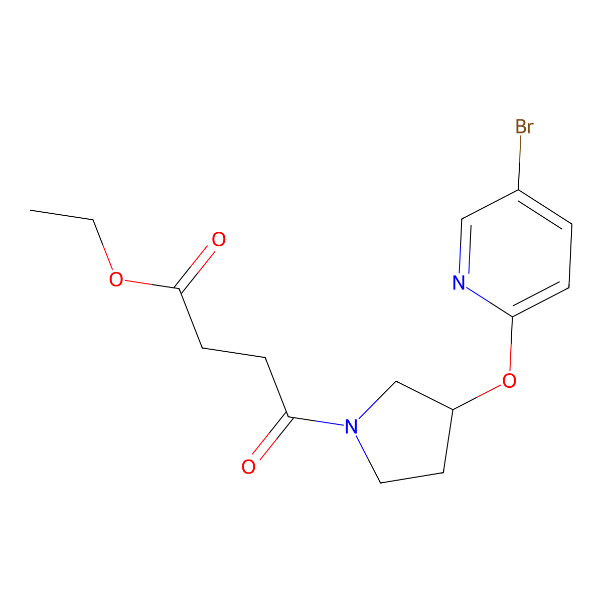 Ethyl 4-(3-((5-bromopyridin-2-yl)oxy)pyrrolidin-1-yl)-4-oxobutanoate molecular structure, CAS 1904023-63-7