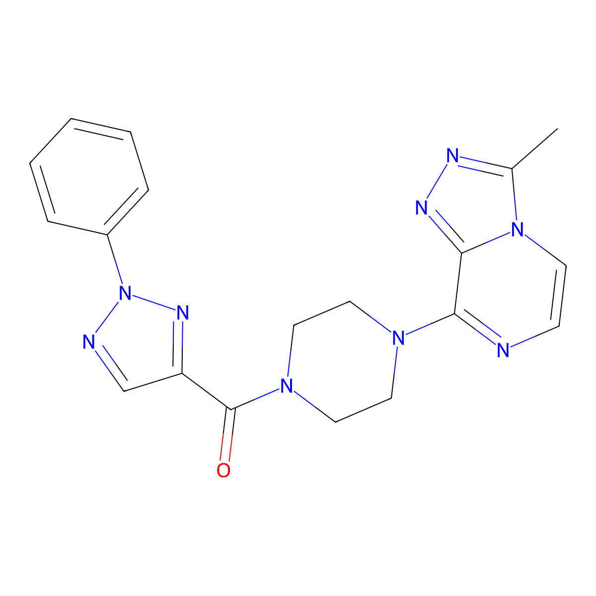 (4-(3-methyl-[1,2,4]triazolo[4,3-a]pyrazin-8-yl)piperazin-1-yl)(2-phenyl-2H-1,2,3-triazol-4-yl)methanone molecular structure, CAS 1904024-67-4