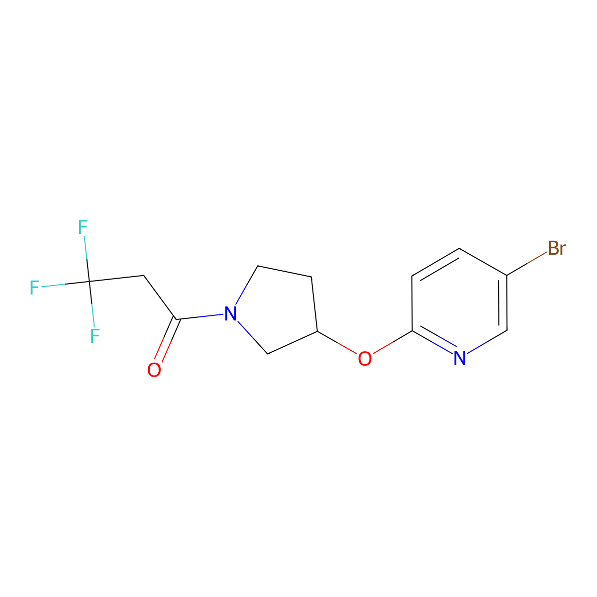 1-{3-[(5-Bromopyridin-2-yl)oxy]pyrrolidin-1-yl}-3,3,3-trifluoropropan-1-one molecular structure, CAS 1904024-99-2
