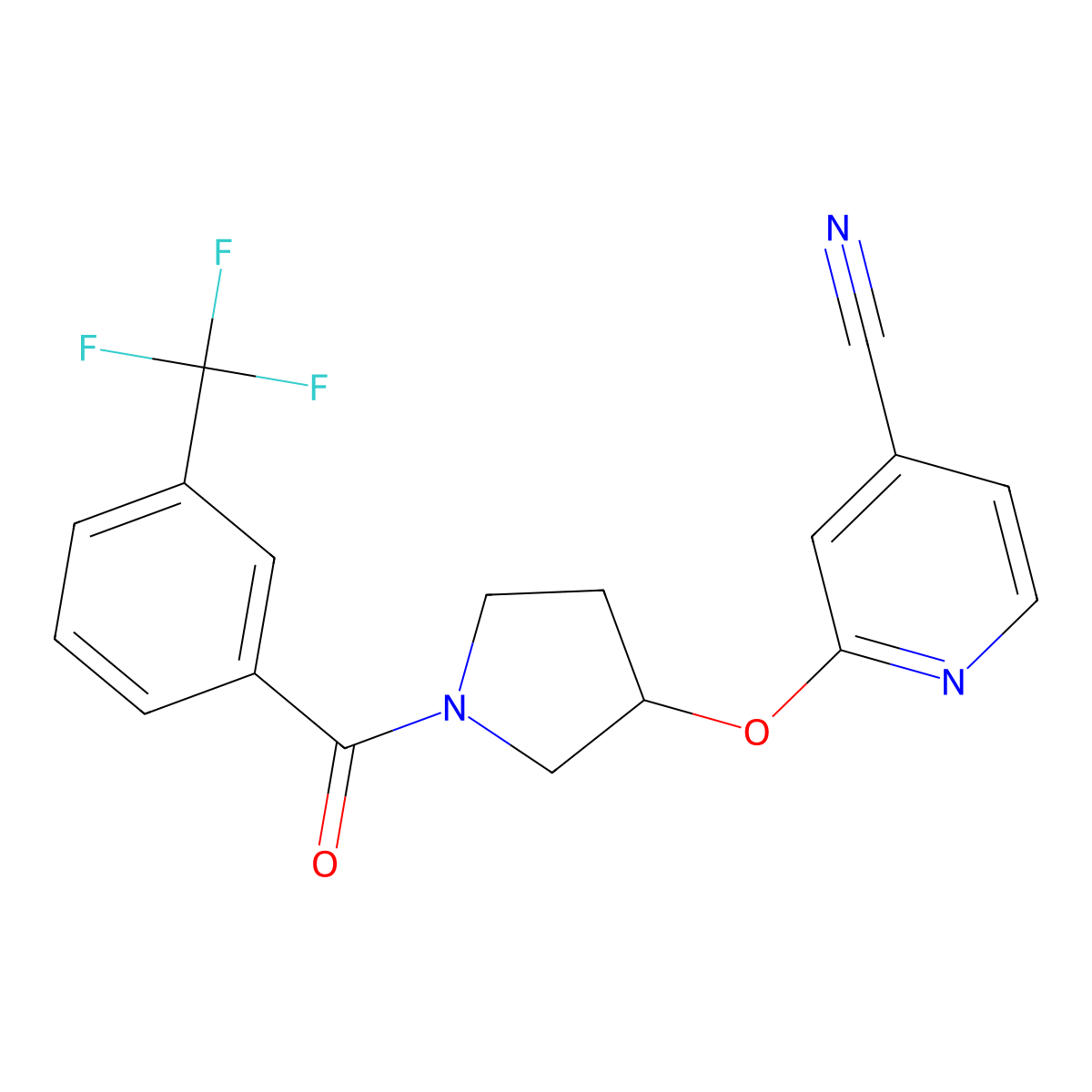 2-((1-(3-(Trifluoromethyl)benzoyl)pyrrolidin-3-yl)oxy)isonicotinonitrile molecular structure, CAS 1904028-47-2