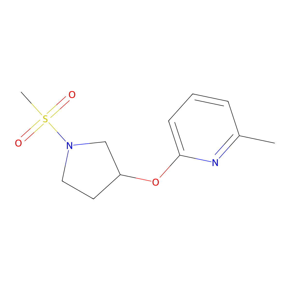 2-Methyl-6-((1-(methylsulfonyl)pyrrolidin-3-yl)oxy)pyridine molecular structure, CAS 1904028-88-1