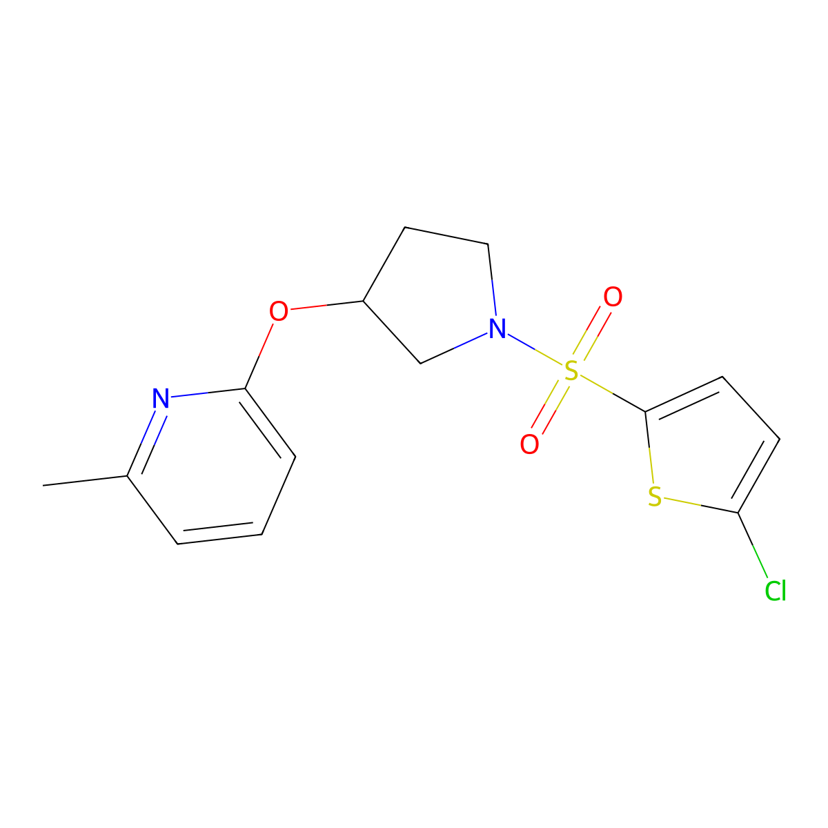 2-((1-((5-Chlorothiophen-2-yl)sulfonyl)pyrrolidin-3-yl)oxy)-6-methylpyridine molecular structure, CAS 1904029-28-2