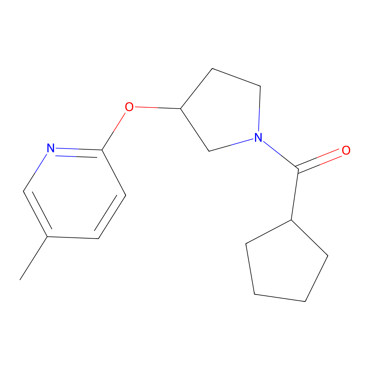 2-[(1-Cyclopentanecarbonylpyrrolidin-3-yl)oxy]-5-methylpyridine molecular structure, CAS 1904029-76-0