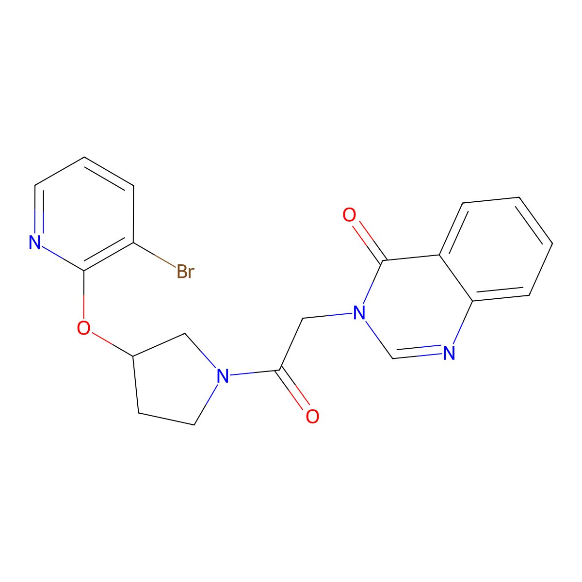 3-(2-(3-((3-bromopyridin-2-yl)oxy)pyrrolidin-1-yl)-2-oxoethyl)quinazolin-4(3H)-one molecular structure, CAS 1904029-78-2