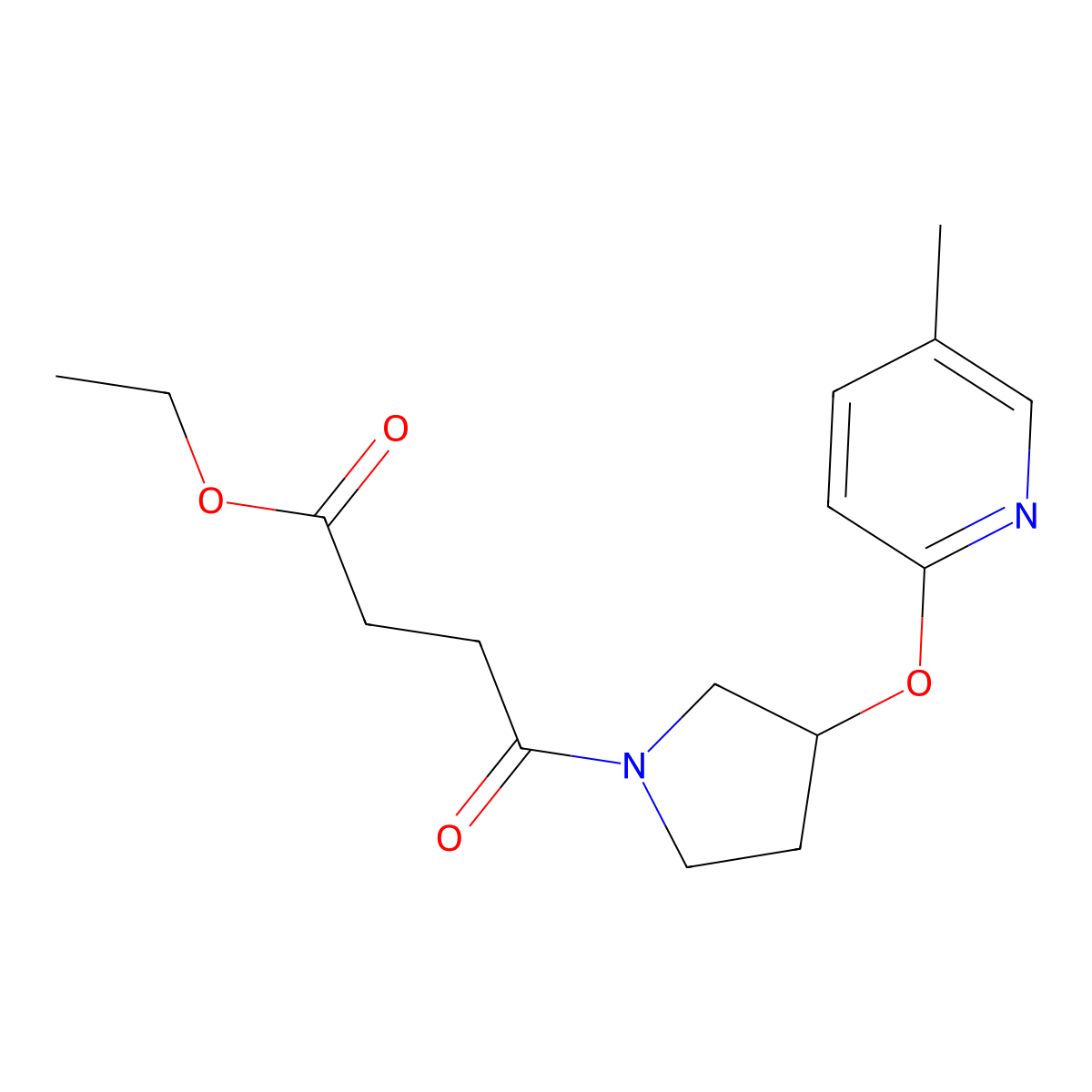 Ethyl 4-(3-((5-methylpyridin-2-yl)oxy)pyrrolidin-1-yl)-4-oxobutanoate molecular structure, CAS 1904029-88-4
