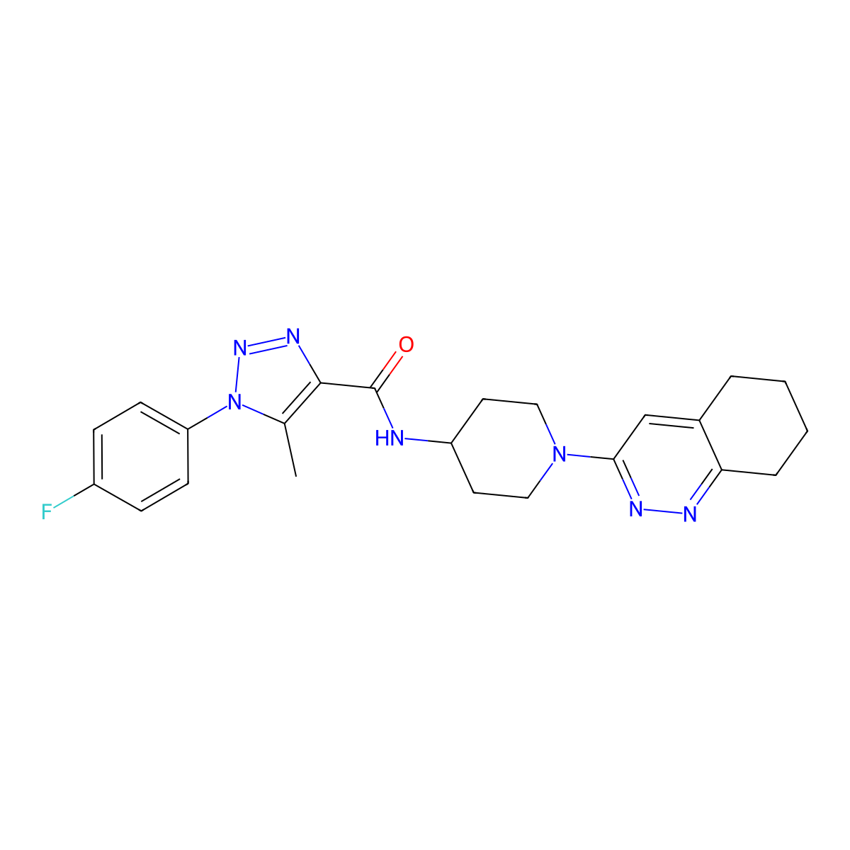 1-(4-fluorophenyl)-5-methyl-N-(1-(5,6,7,8-tetrahydrocinnolin-3-yl)piperidin-4-yl)-1H-1,2,3-triazole-4-carboxamide molecular structure, CAS 1904030-66-5