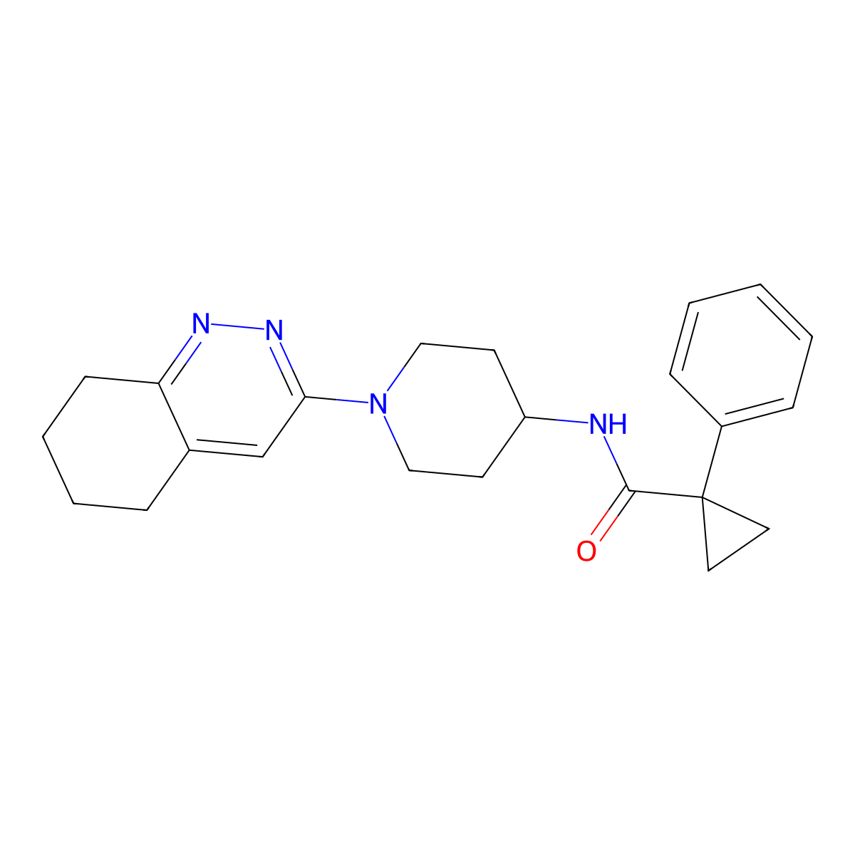 1-phenyl-N-(1-(5,6,7,8-tetrahydrocinnolin-3-yl)piperidin-4-yl)cyclopropanecarboxamide molecular structure, CAS 1904031-23-7