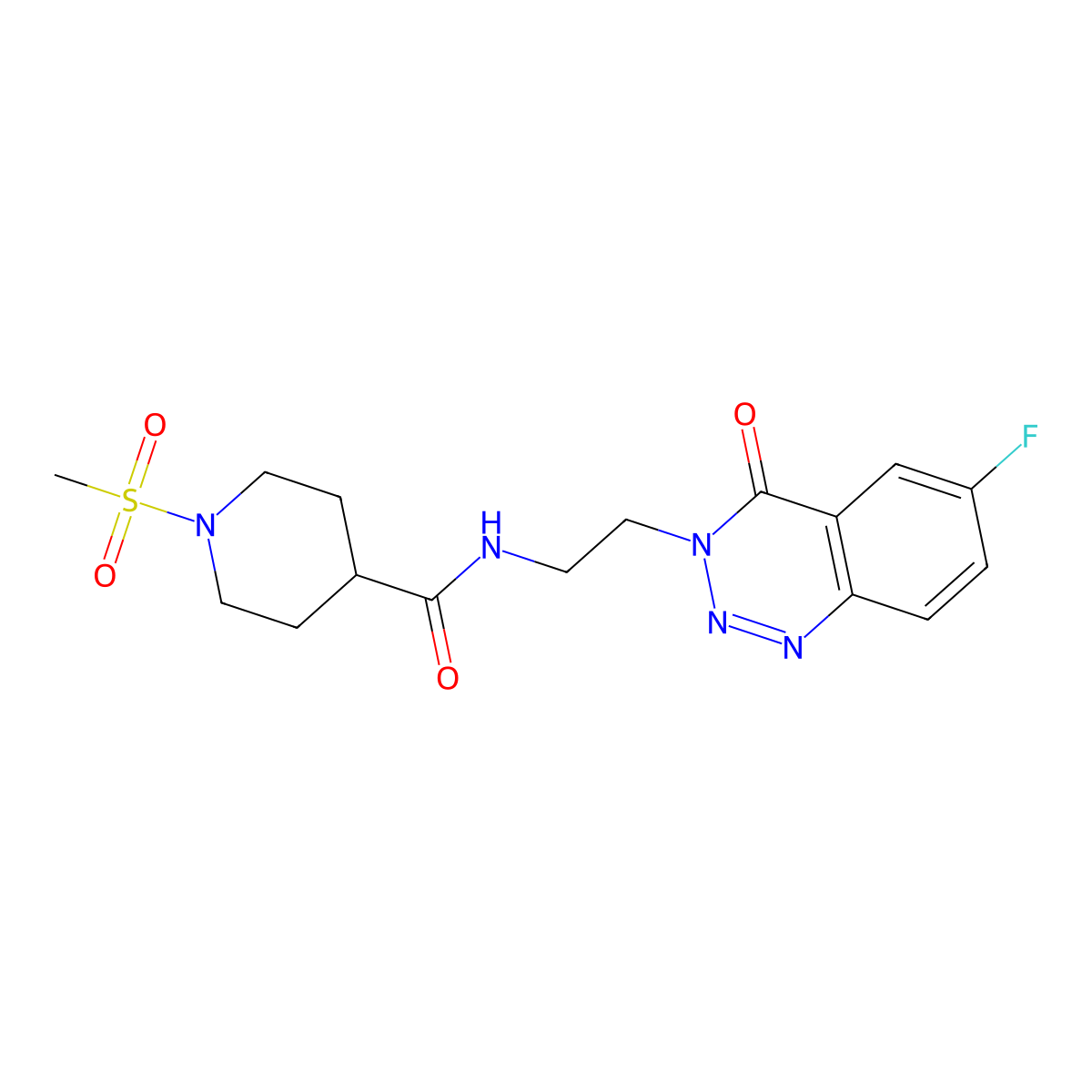 N-(2-(6-fluoro-4-oxobenzo[d][1,2,3]triazin-3(4H)-yl)ethyl)-1-(methylsulfonyl)piperidine-4-carboxamide molecular structure, CAS 1904031-73-7