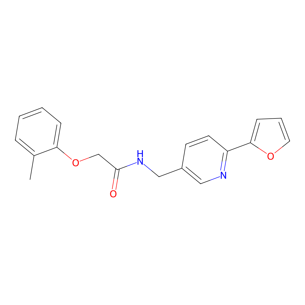 N-((6-(furan-2-yl)pyridin-3-yl)methyl)-2-(o-tolyloxy)acetamide molecular structure, CAS 1904035-80-8