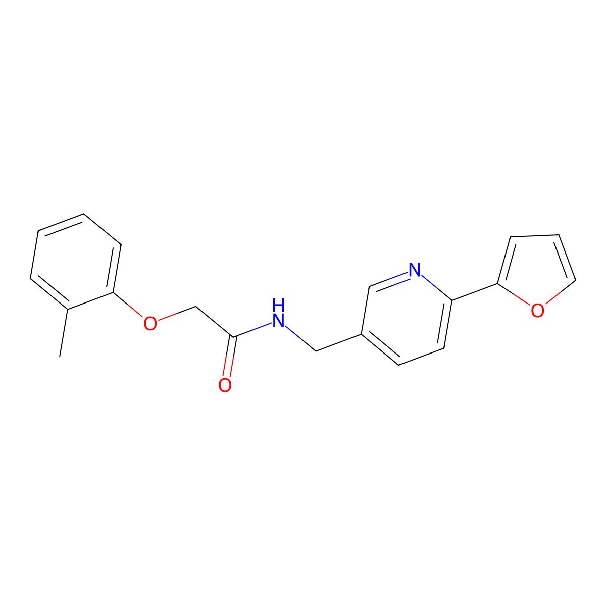 N-((6-(furan-2-yl)pyridin-3-yl)methyl)-2-(o-tolyloxy)acetamide molecular structure, CAS 1904035-80-8