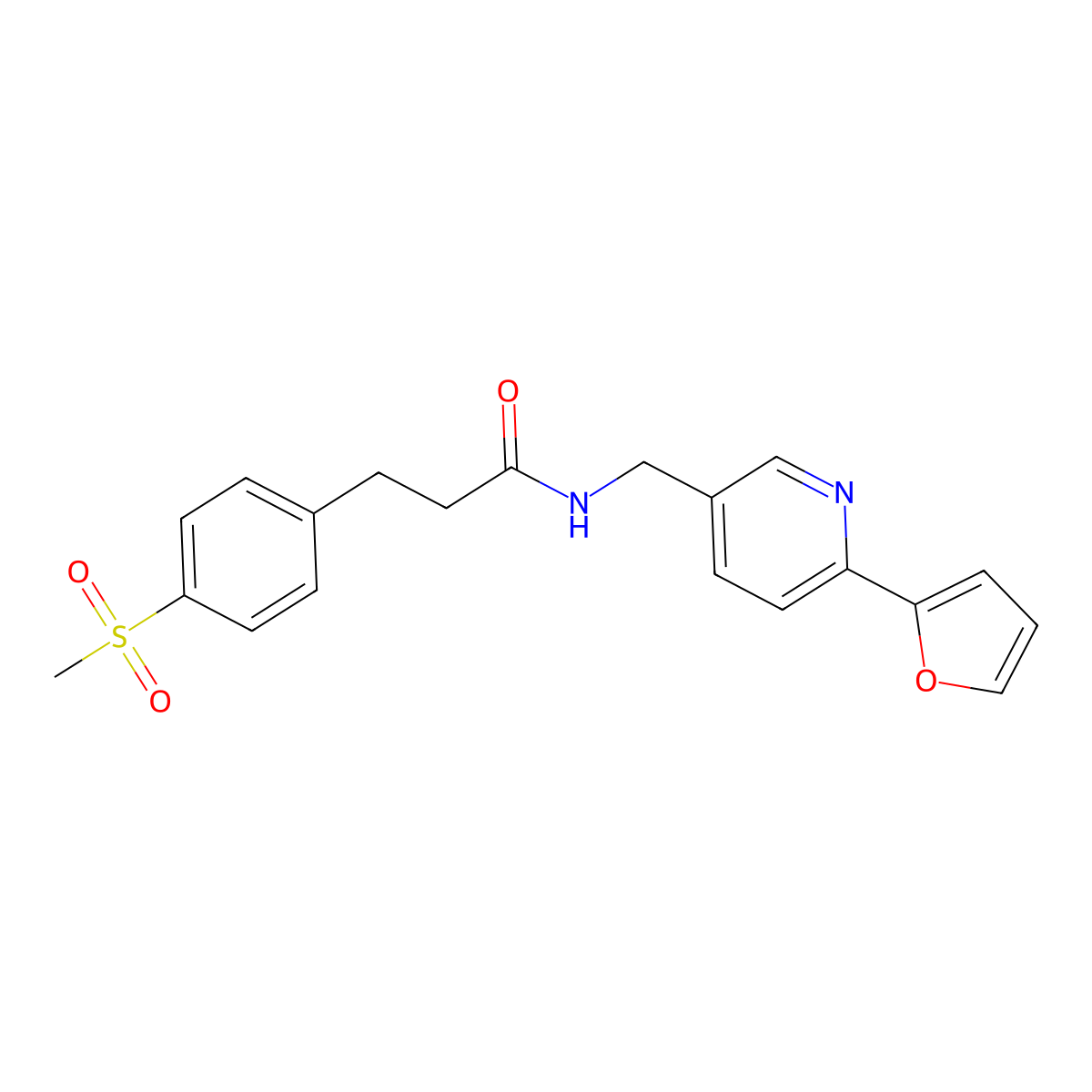 N-{[6-(furan-2-yl)pyridin-3-yl]methyl}-3-(4-methanesulfonylphenyl)propanamide molecular structure, CAS 1904036-05-0