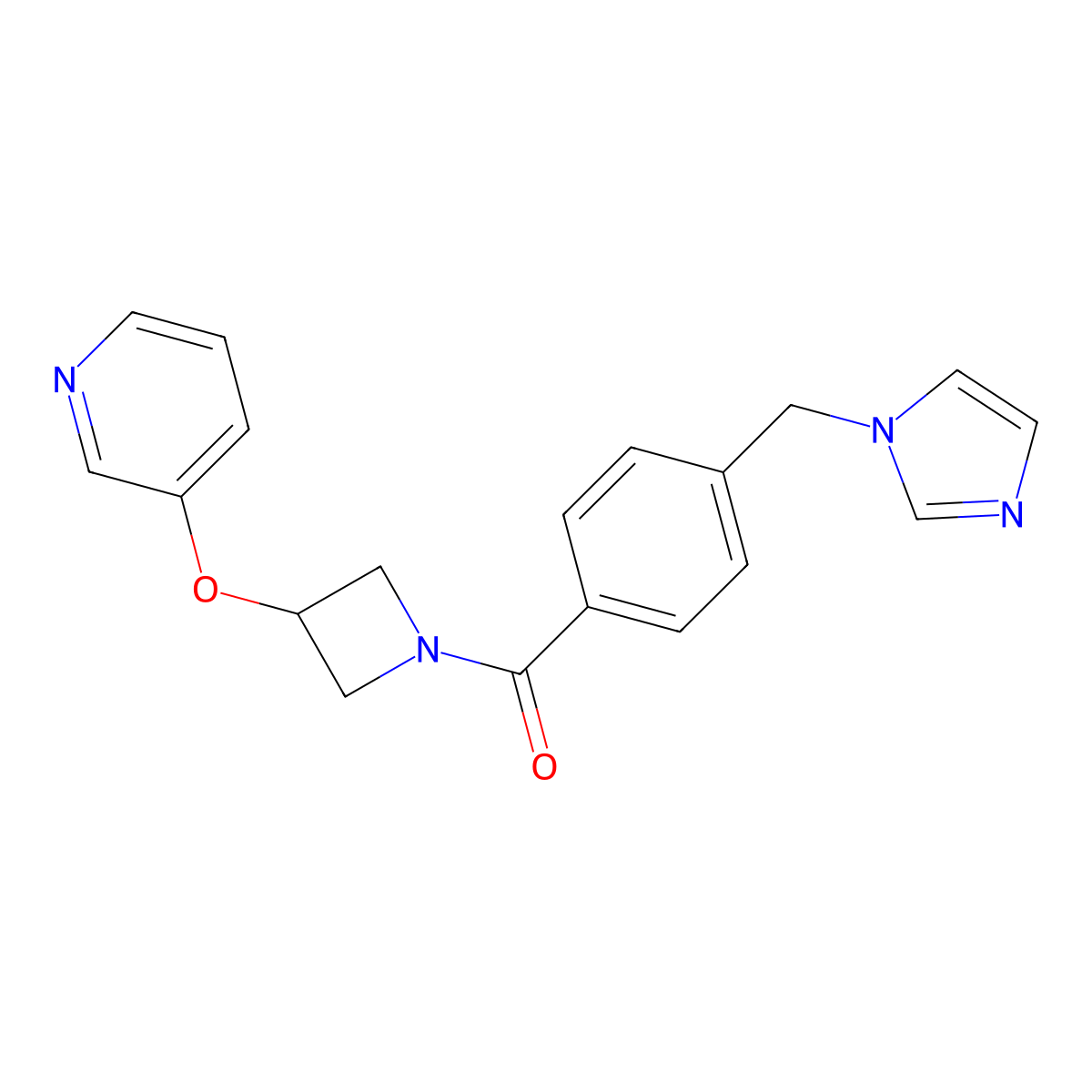 (4-((1H-imidazol-1-yl)methyl)phenyl)(3-(pyridin-3-yloxy)azetidin-1-yl)methanone molecular structure, CAS 1904045-13-1