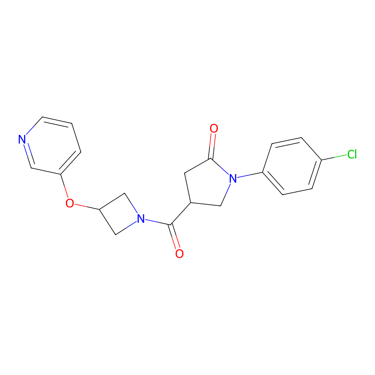 1-(4-Chlorophenyl)-4-(3-(pyridin-3-yloxy)azetidine-1-carbonyl)pyrrolidin-2-one molecular structure, CAS 1904046-32-7