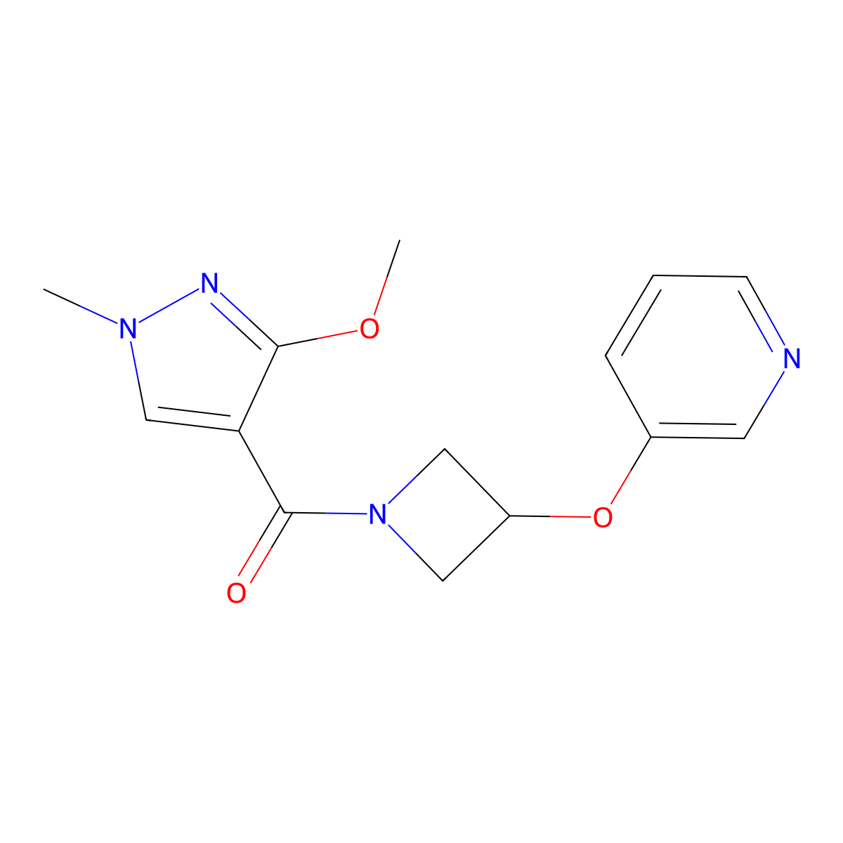(3-methoxy-1-methyl-1H-pyrazol-4-yl)(3-(pyridin-3-yloxy)azetidin-1-yl)methanone molecular structure, CAS 1904046-68-9