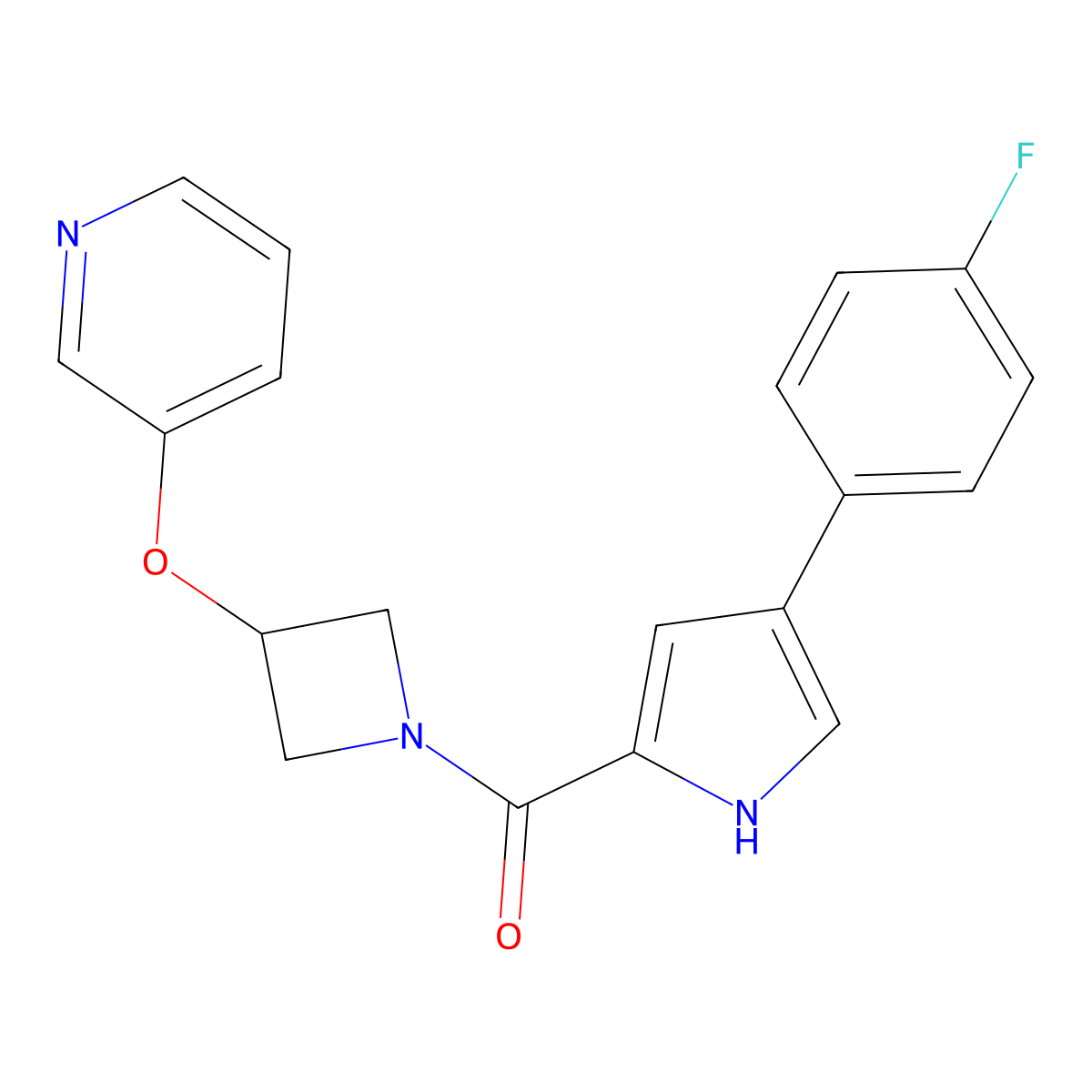 (4-(4-fluorophenyl)-1H-pyrrol-2-yl)(3-(pyridin-3-yloxy)azetidin-1-yl)methanone molecular structure, CAS 1904047-02-4