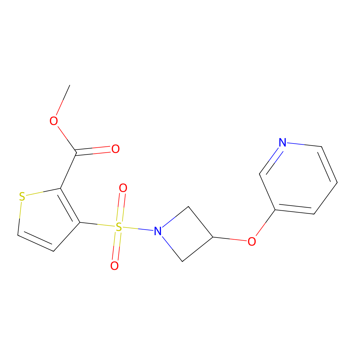 Methyl 3-{[3-(pyridin-3-yloxy)azetidin-1-yl]sulfonyl}thiophene-2-carboxylate molecular structure, CAS 1904048-19-6