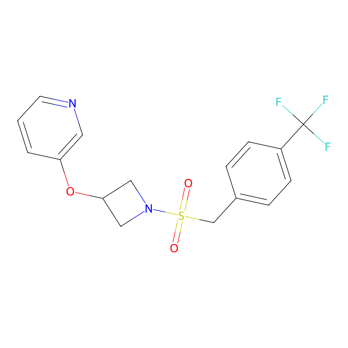 3-((1-((4-(Trifluoromethyl)benzyl)sulfonyl)azetidin-3-yl)oxy)pyridine molecular structure, CAS 1904048-23-2