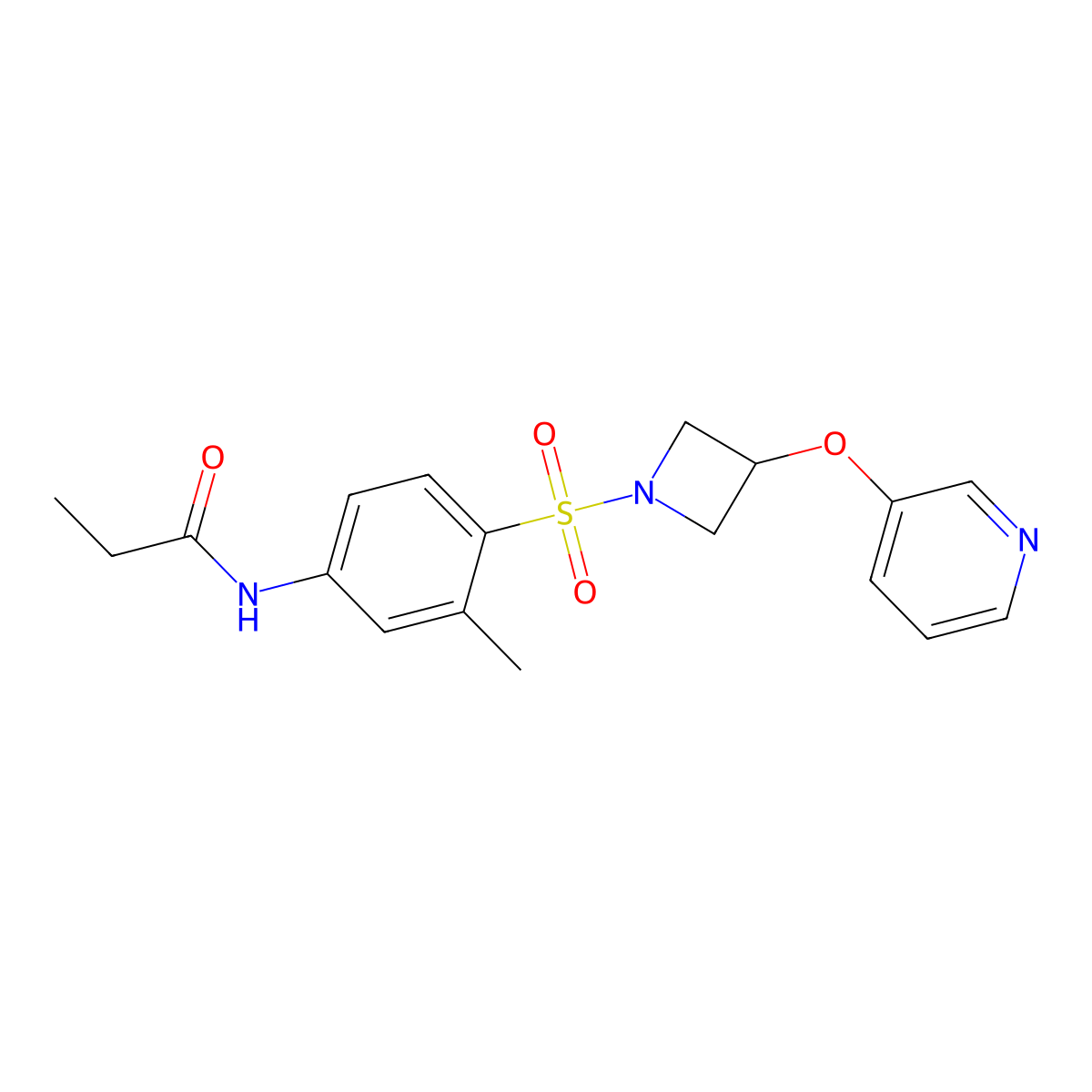 N-(3-methyl-4-((3-(pyridin-3-yloxy)azetidin-1-yl)sulfonyl)phenyl)propionamide molecular structure, CAS 1904048-47-0