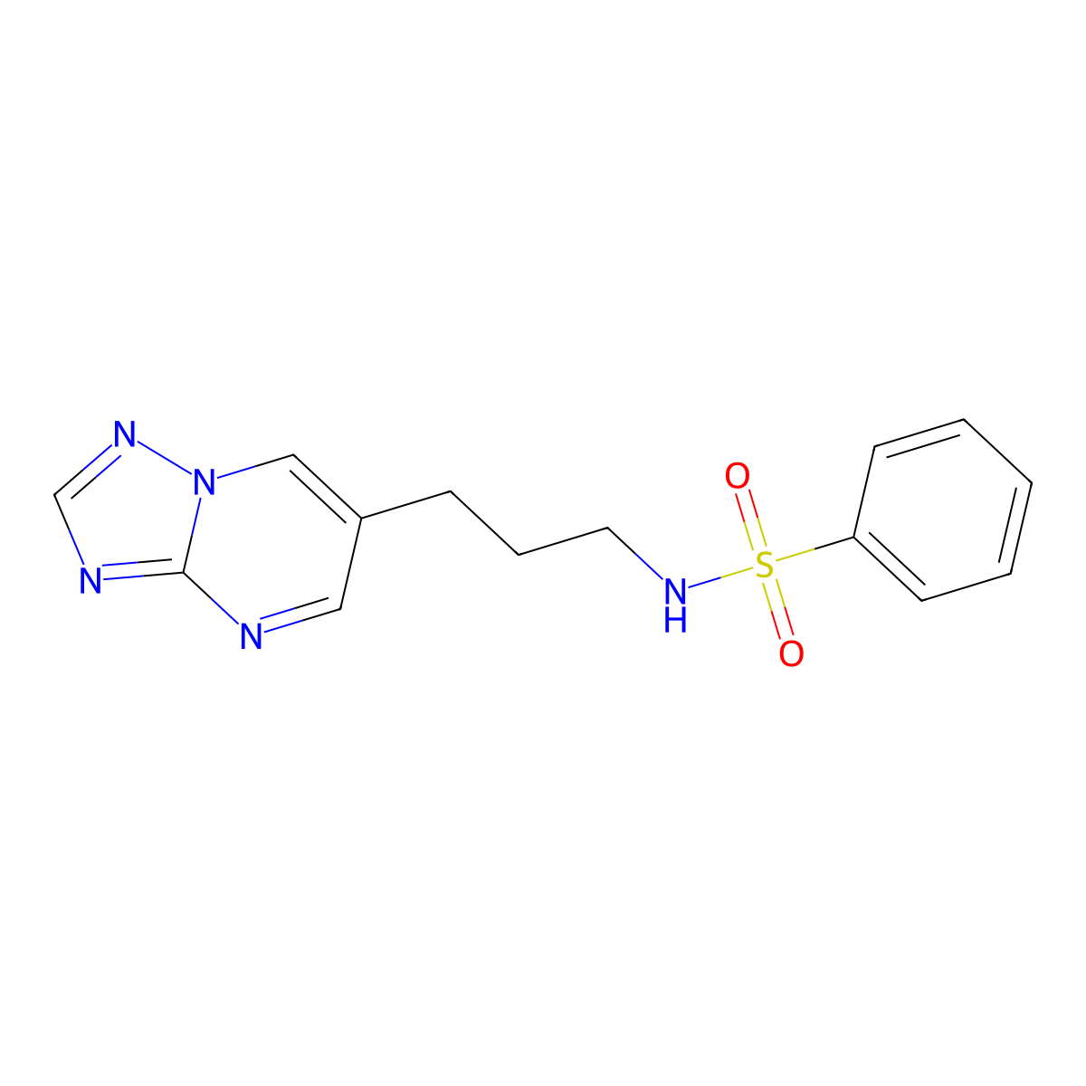 N-(3-([1,2,4]triazolo[1,5-a]pyrimidin-6-yl)propyl)benzenesulfonamide molecular structure, CAS 1904057-71-1