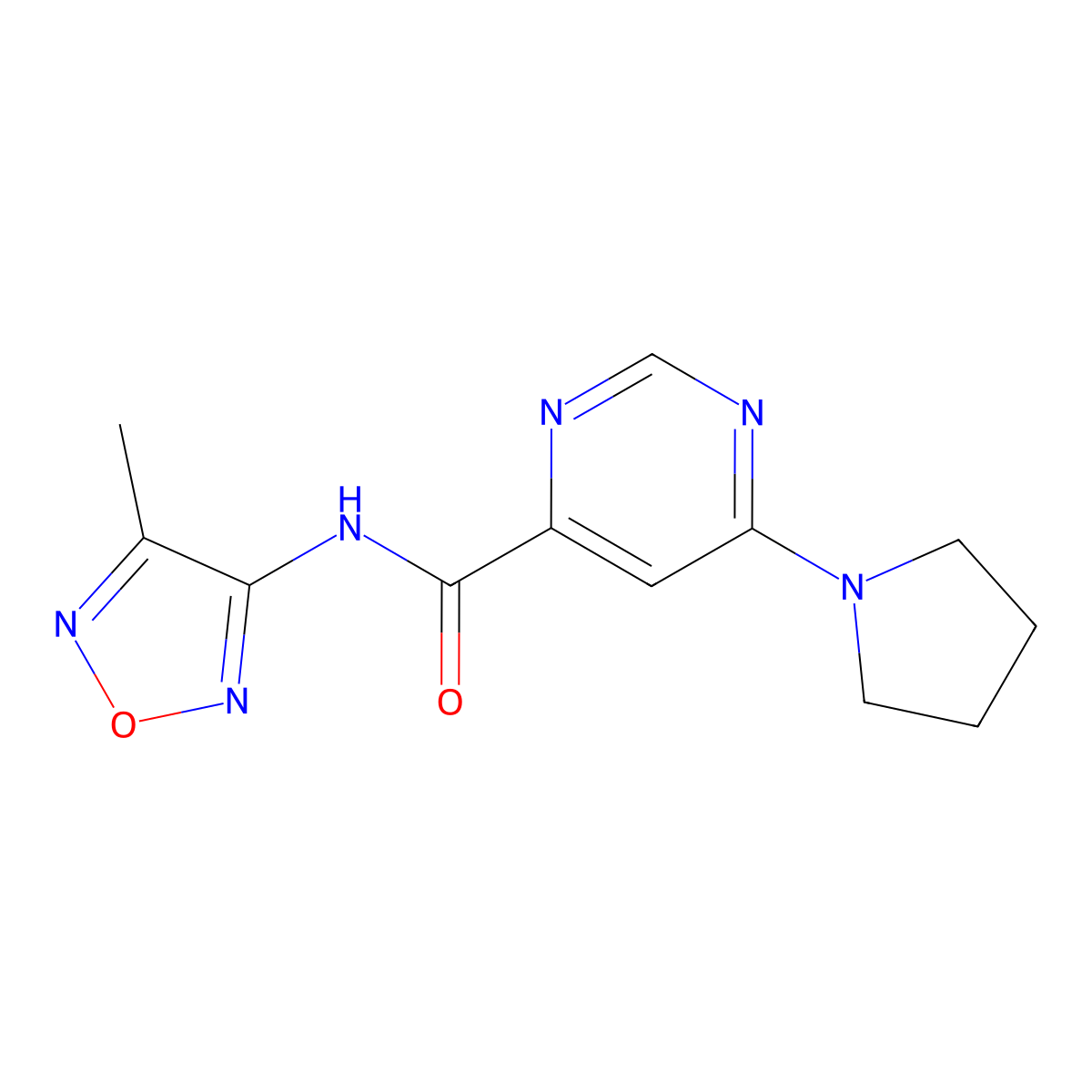 N-(4-methyl-1,2,5-oxadiazol-3-yl)-6-(pyrrolidin-1-yl)pyrimidine-4-carboxamide molecular structure, CAS 1904060-98-5