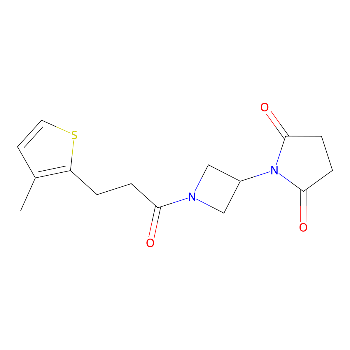 1-(1-(3-(3-Methylthiophen-2-yl)propanoyl)azetidin-3-yl)pyrrolidine-2,5-dione molecular structure, CAS 1904062-75-4
