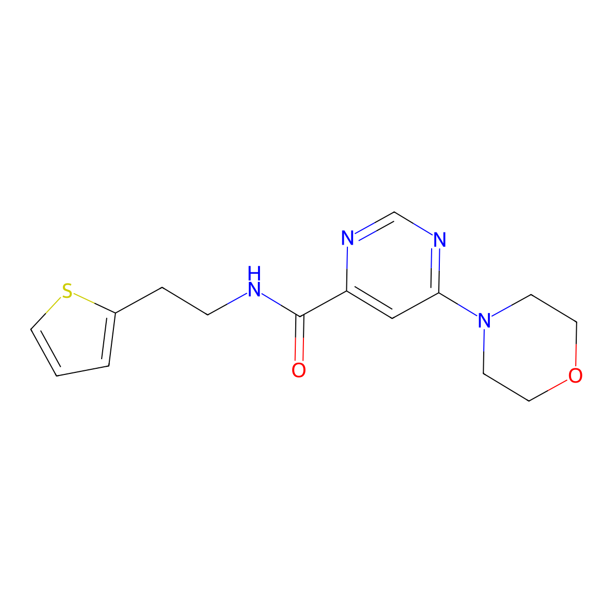 6-morpholino-N-(2-(thiophen-2-yl)ethyl)pyrimidine-4-carboxamide molecular structure, CAS 1904063-62-2