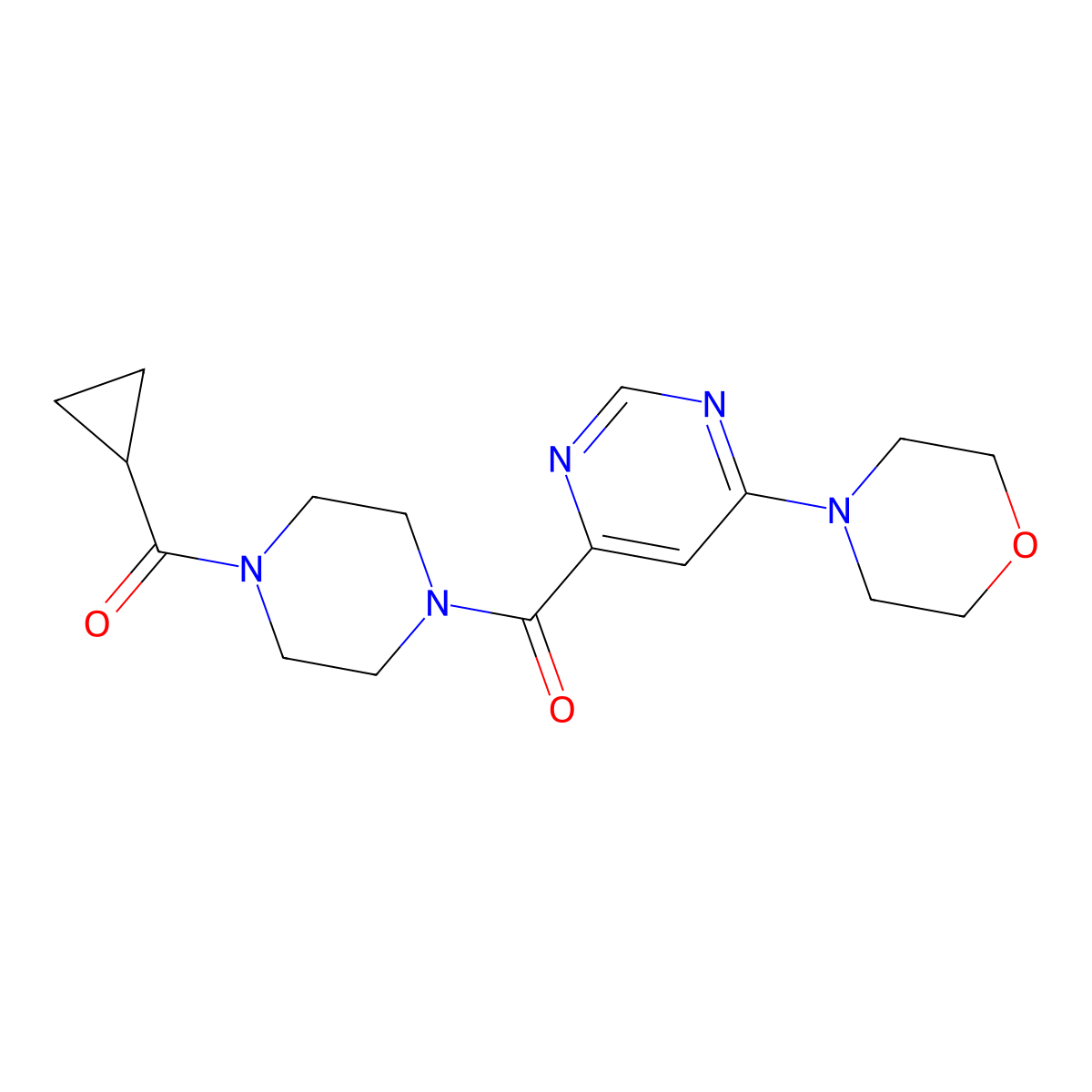 (4-(Cyclopropanecarbonyl)piperazin-1-yl)(6-morpholinopyrimidin-4-yl)methanone molecular structure, CAS 1904063-76-8