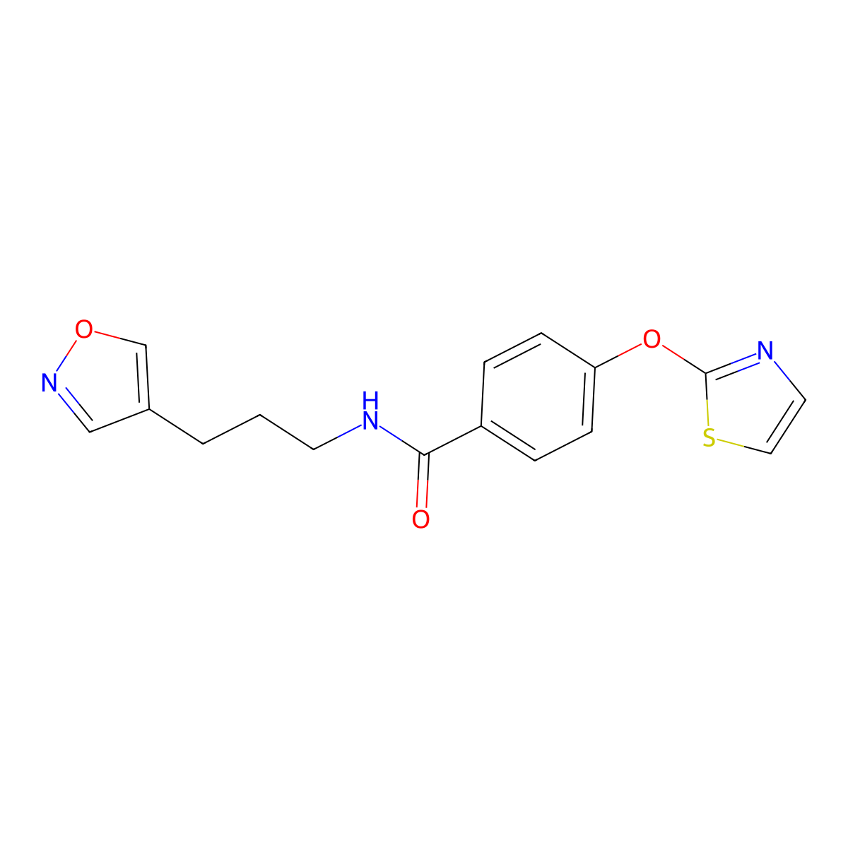 N-(3-(isoxazol-4-yl)propyl)-4-(thiazol-2-yloxy)benzamide molecular structure, CAS 1904066-76-7