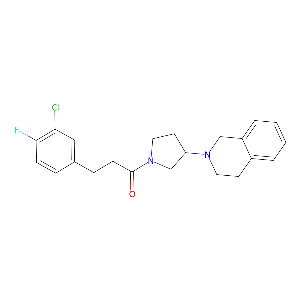 3-(3-chloro-4-fluorophenyl)-1-(3-(3,4-dihydroisoquinolin-2(1H)-yl)pyrrolidin-1-yl)propan-1-one molecular structure, CAS 1904067-61-3