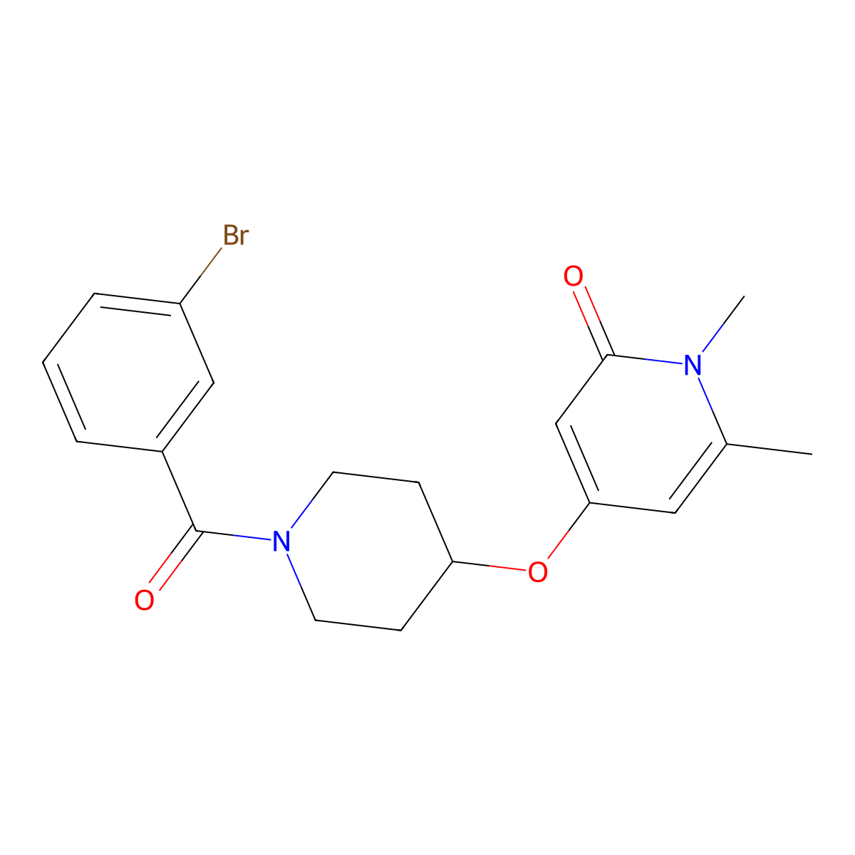 4-((1-(3-bromobenzoyl)piperidin-4-yl)oxy)-1,6-dimethylpyridin-2(1H)-one molecular structure, CAS 1904070-48-9