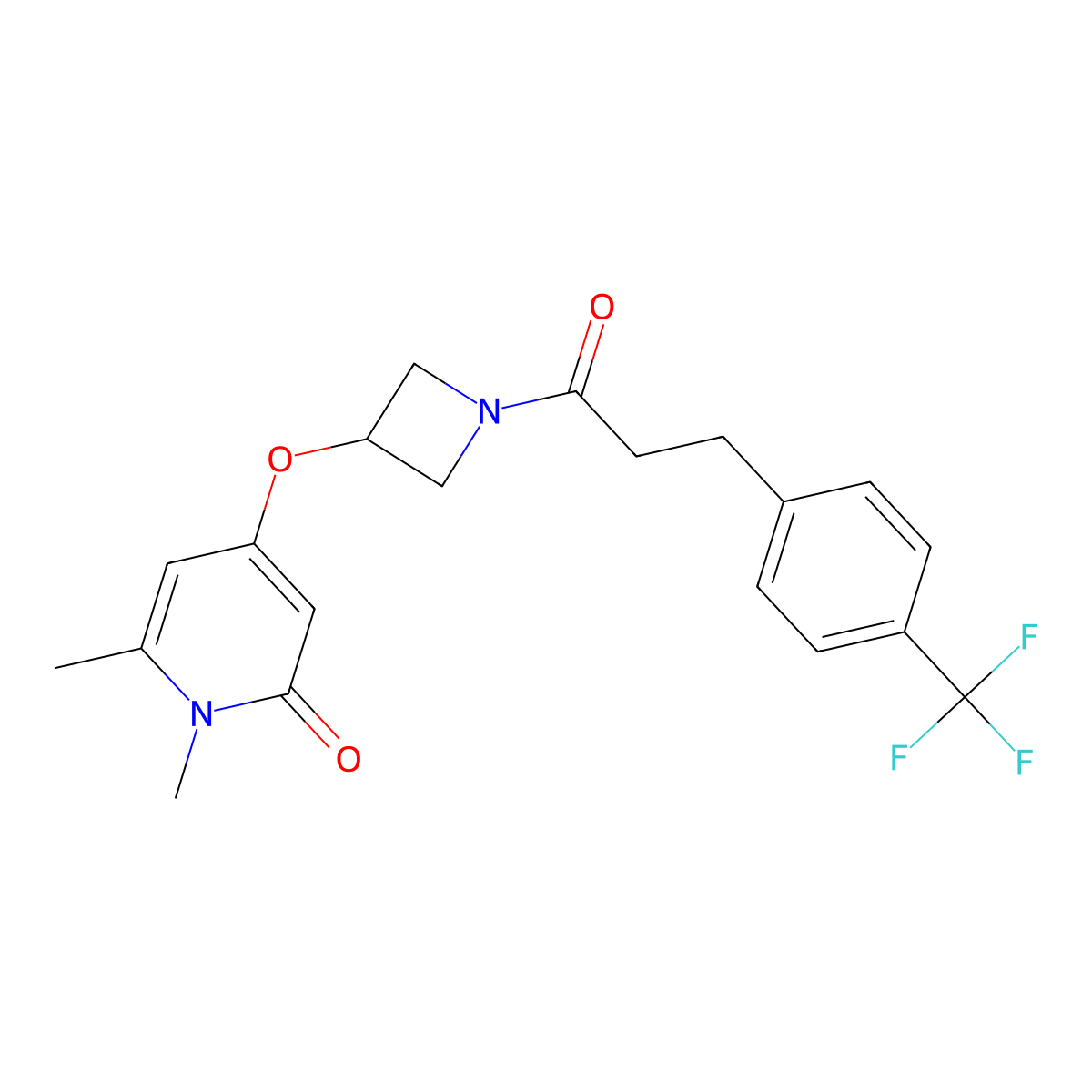 1,6-dimethyl-4-((1-(3-(4-(trifluoromethyl)phenyl)propanoyl)azetidin-3-yl)oxy)pyridin-2(1H)-one molecular structure, CAS 1904071-54-0