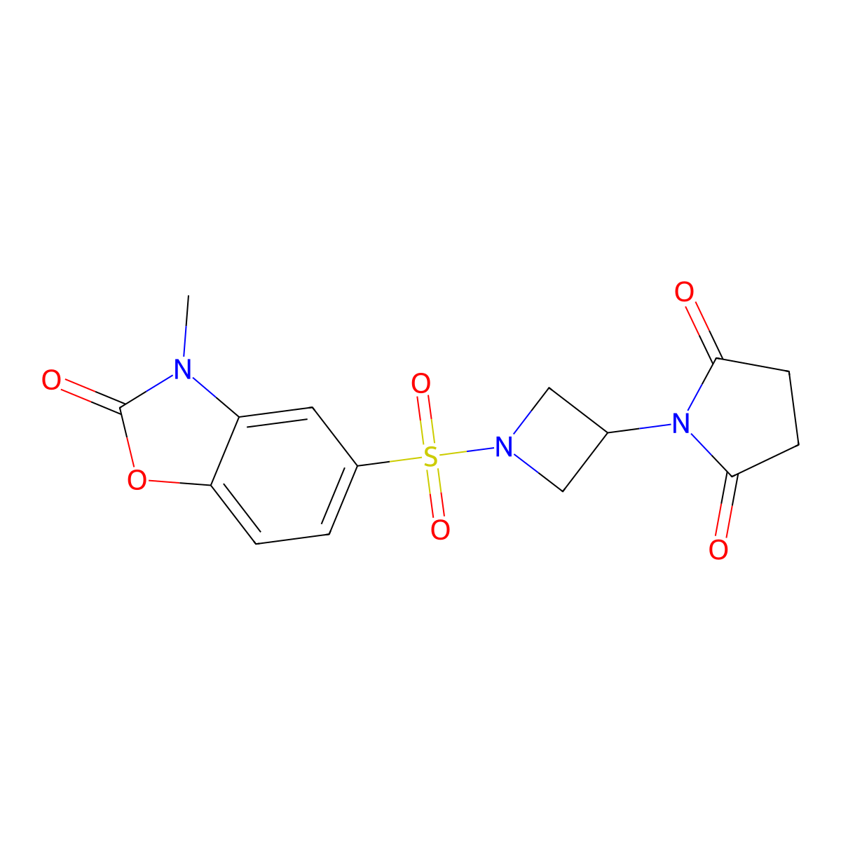 1-(1-((3-Methyl-2-oxo-2,3-dihydrobenzo[d]oxazol-5-yl)sulfonyl)azetidin-3-yl)pyrrolidine-2,5-dione molecular structure, CAS 1904073-05-7