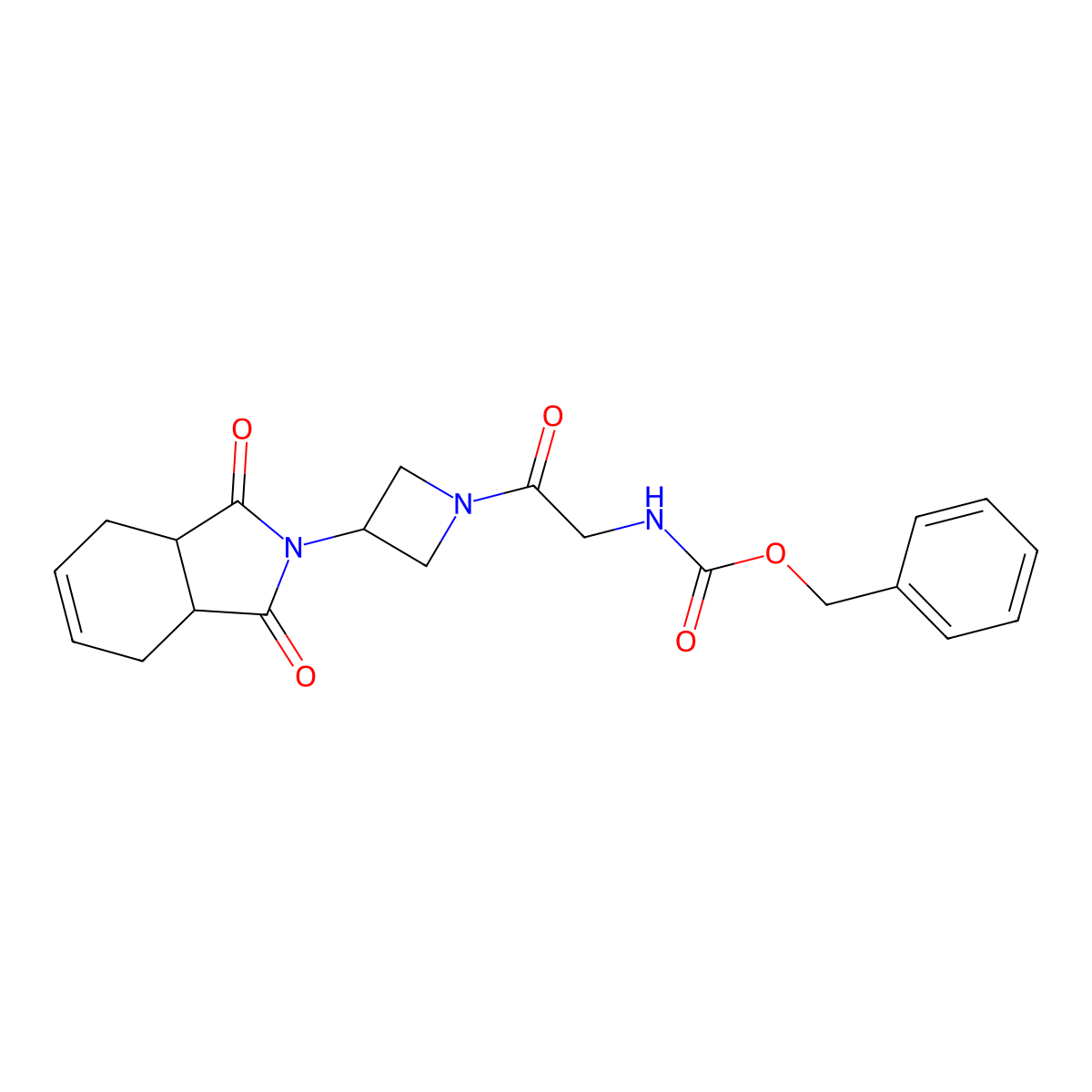 benzyl (2-(3-(1,3-dioxo-3a,4,7,7a-tetrahydro-1H-isoindol-2(3H)-yl)azetidin-1-yl)-2-oxoethyl)carbamate molecular structure, CAS 1904074-73-2