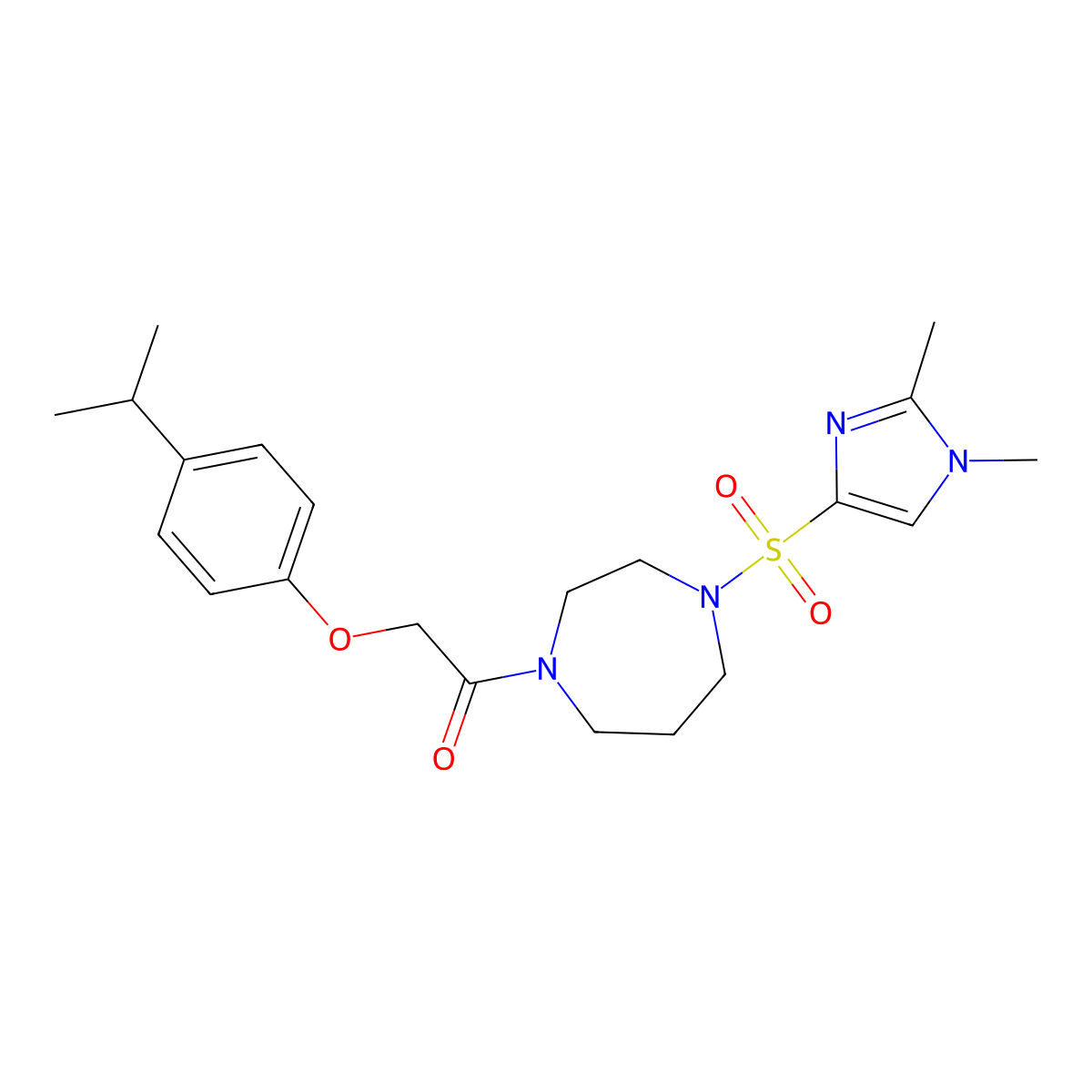 1-(4-((1,2-dimethyl-1H-imidazol-4-yl)sulfonyl)-1,4-diazepan-1-yl)-2-(4-isopropylphenoxy)ethanone molecular structure, CAS 1904081-11-3
