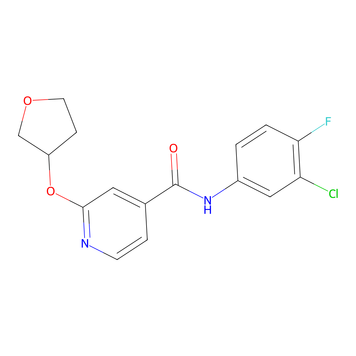 N-(3-chloro-4-fluorophenyl)-2-((tetrahydrofuran-3-yl)oxy)isonicotinamide molecular structure, CAS 1904081-39-5