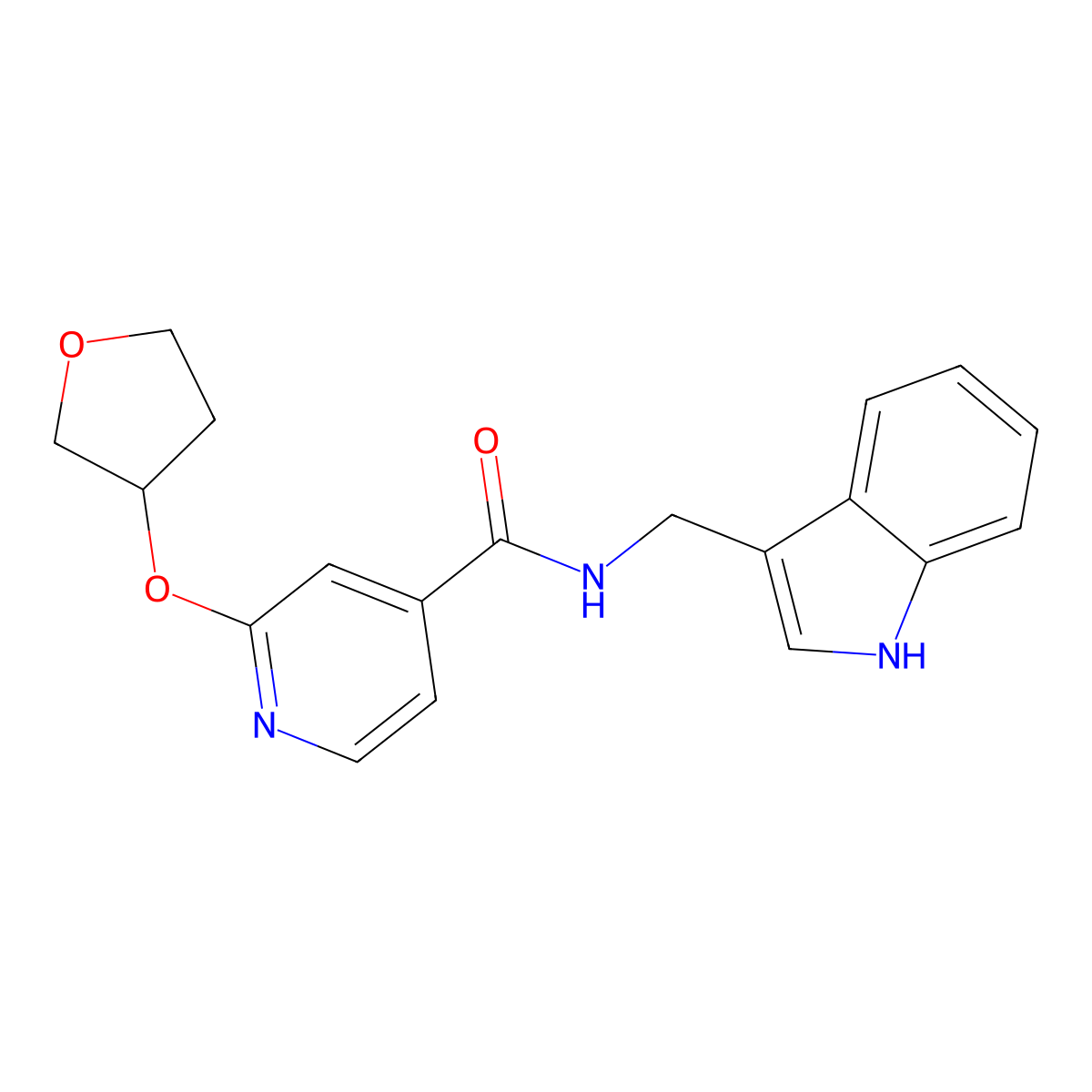 N-((1H-indol-3-yl)methyl)-2-((tetrahydrofuran-3-yl)oxy)isonicotinamide molecular structure, CAS 1904082-68-3