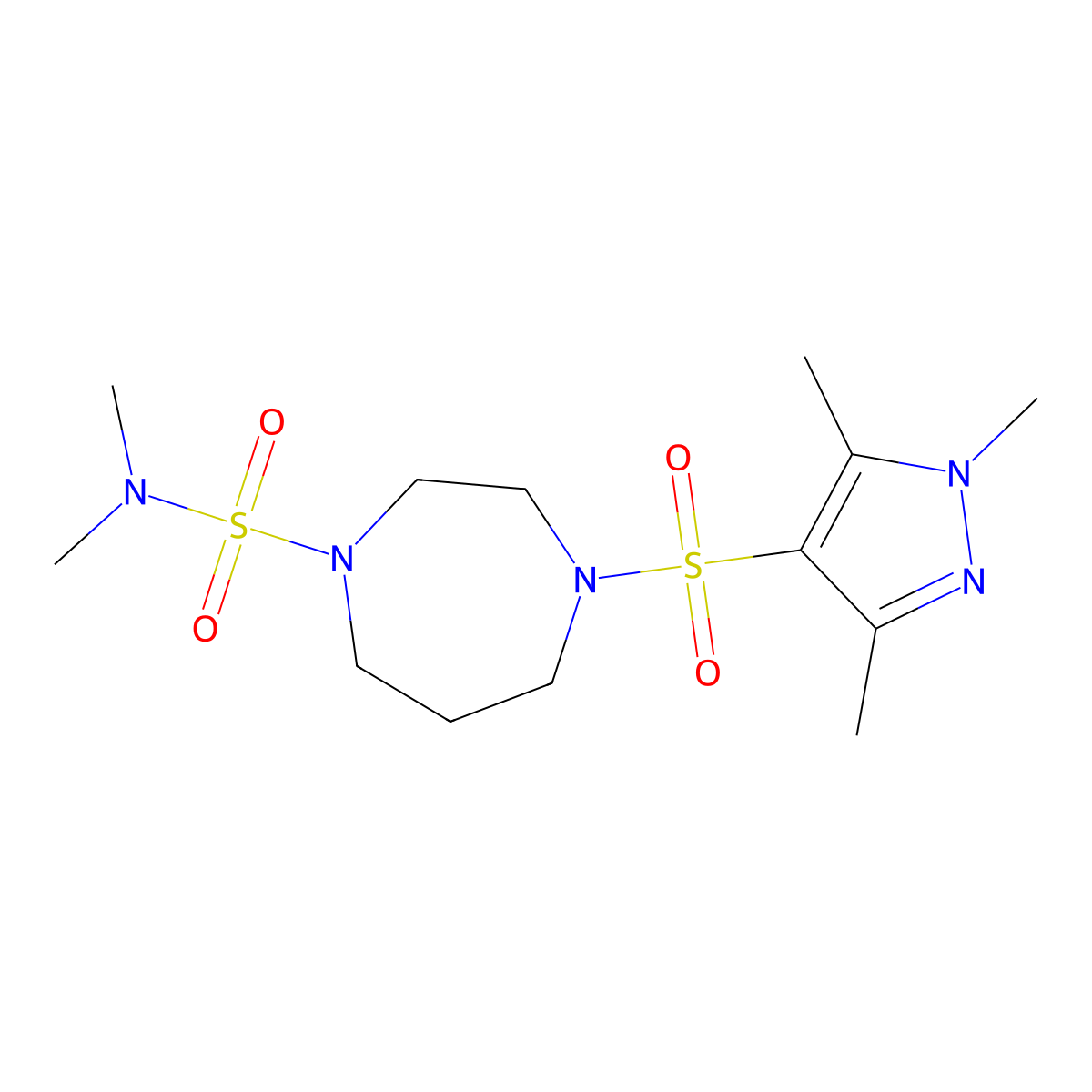 N,N-dimethyl-4-[(1,3,5-trimethyl-1H-pyrazol-4-yl)sulfonyl]-1,4-diazepane-1-sulfonamide molecular structure, CAS 1904083-22-2