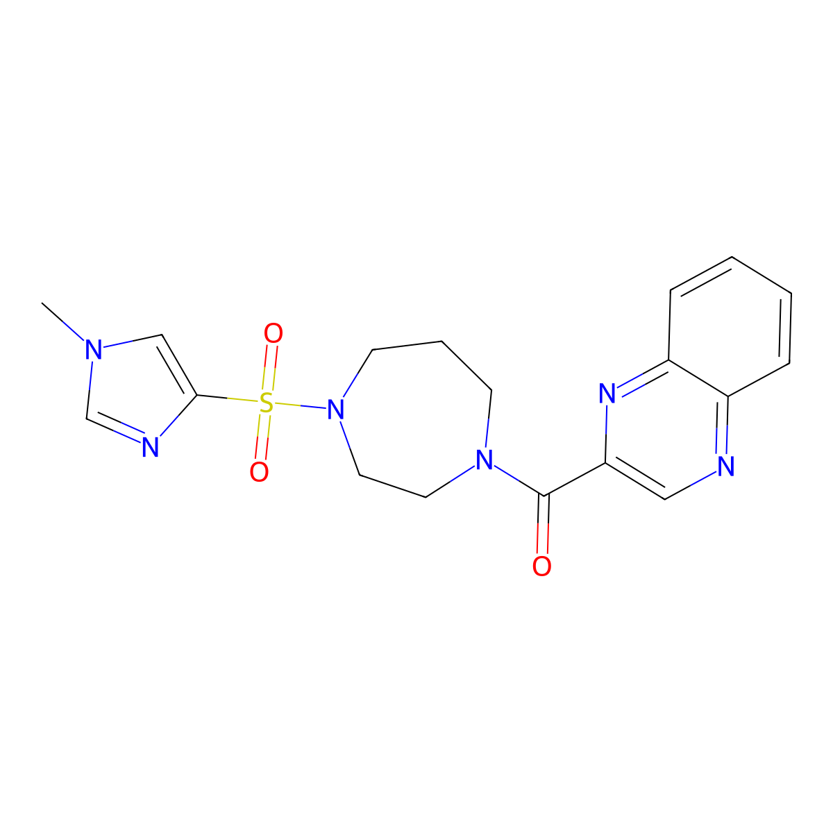 (4-((1-methyl-1H-imidazol-4-yl)sulfonyl)-1,4-diazepan-1-yl)(quinoxalin-2-yl)methanone molecular structure, CAS 1904083-31-3
